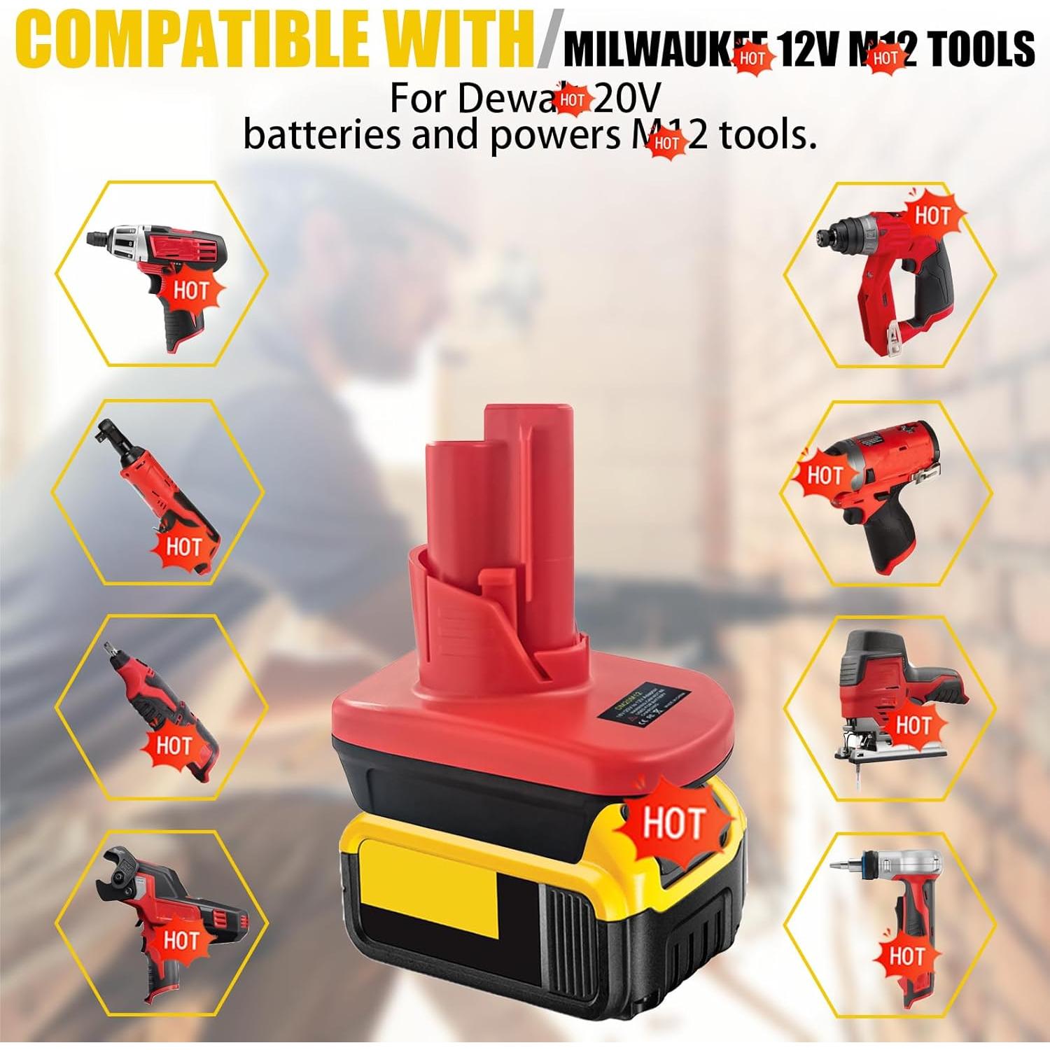 Adaptador de Batería OGJUNX DeWalt 20V a Milwaukee M12