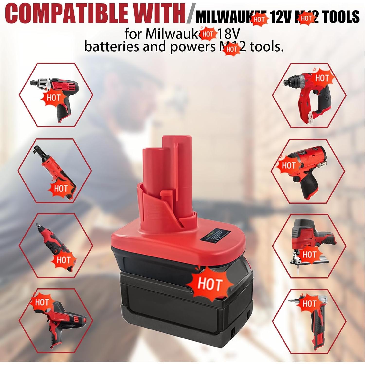 Adaptador de Batería OGJUNX DeWalt 20V a Milwaukee M12