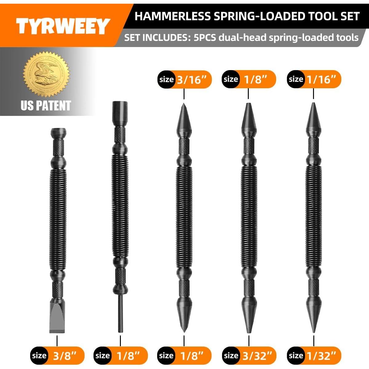 Juego de 5 Martillos y Punzones TYRWEEY para Clavos