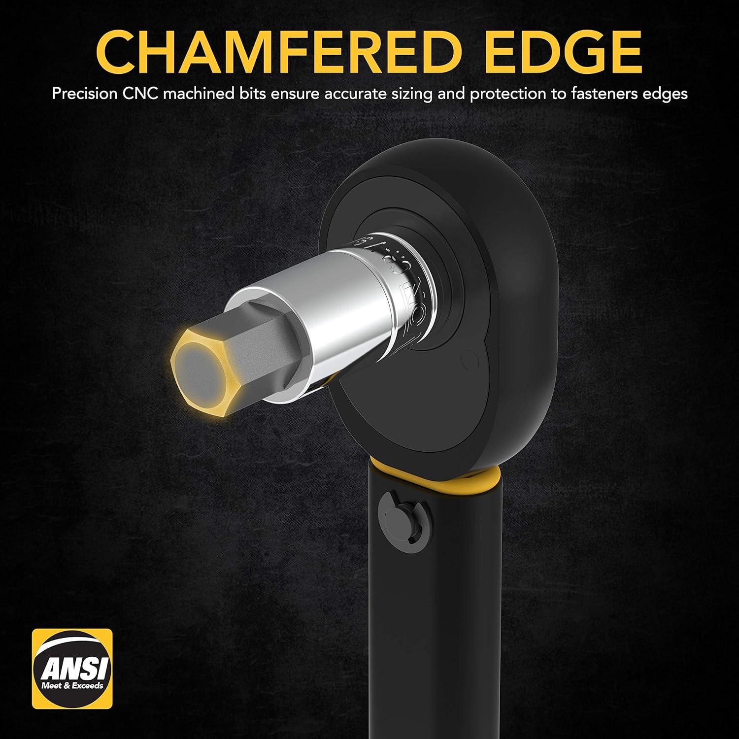 Conjunto de Enchufes HEX LEXIVON 32 Piezas Métricas y SAE