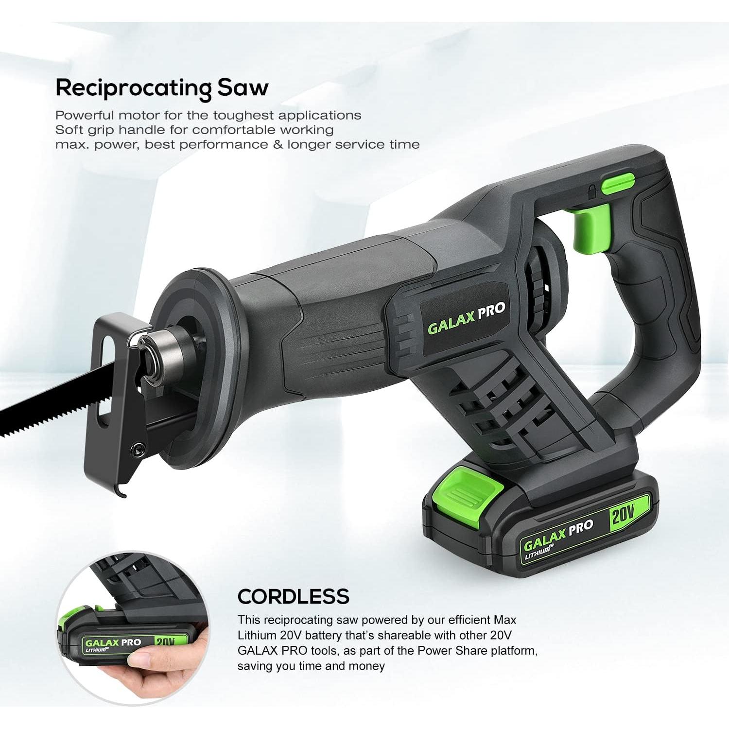 Sierra Recíproca Inalámbrica GALAX PRO 20V 3000RPM 2.31kg