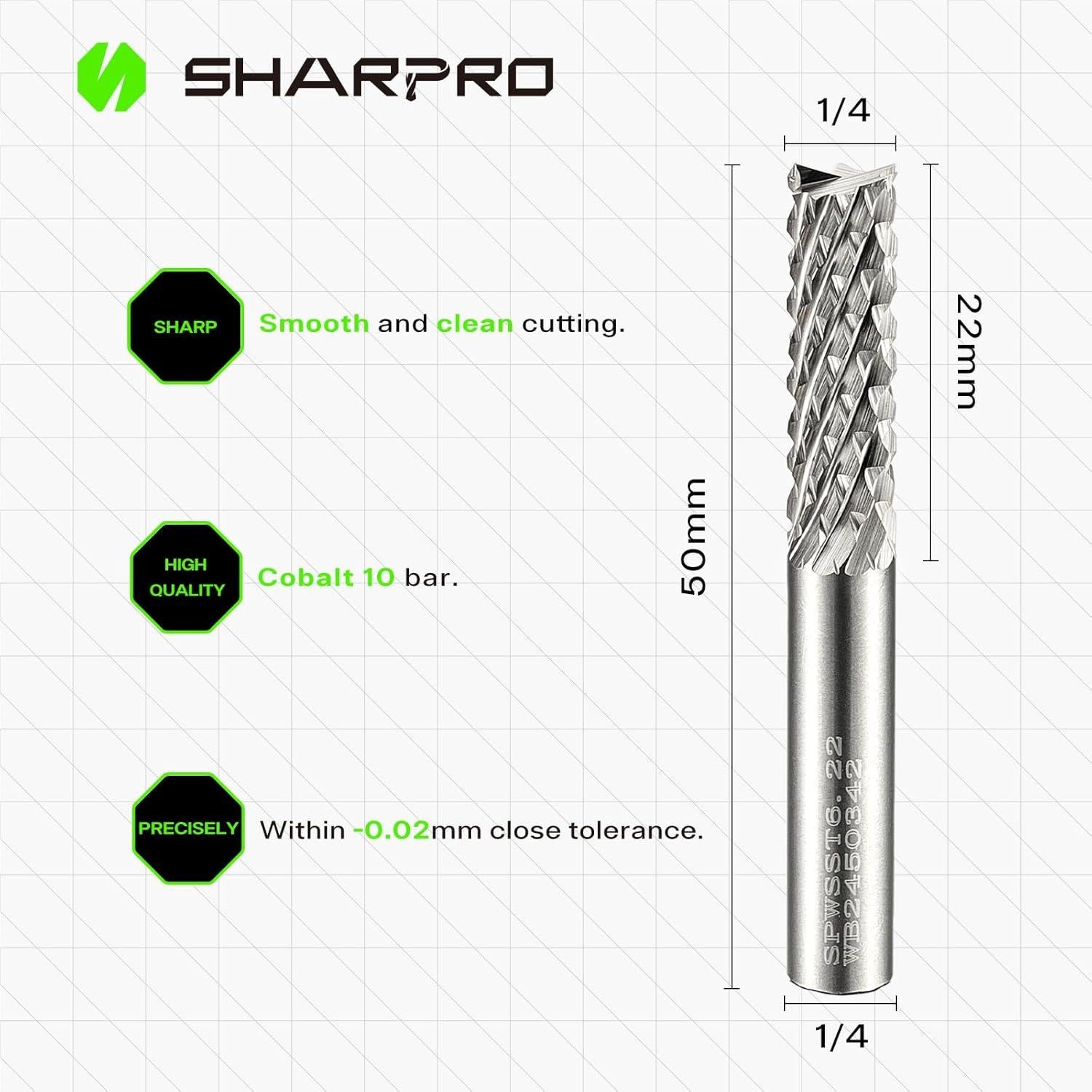 Broca Carburo Tungsteno 1/4" SHARPRO para Madera y Metal