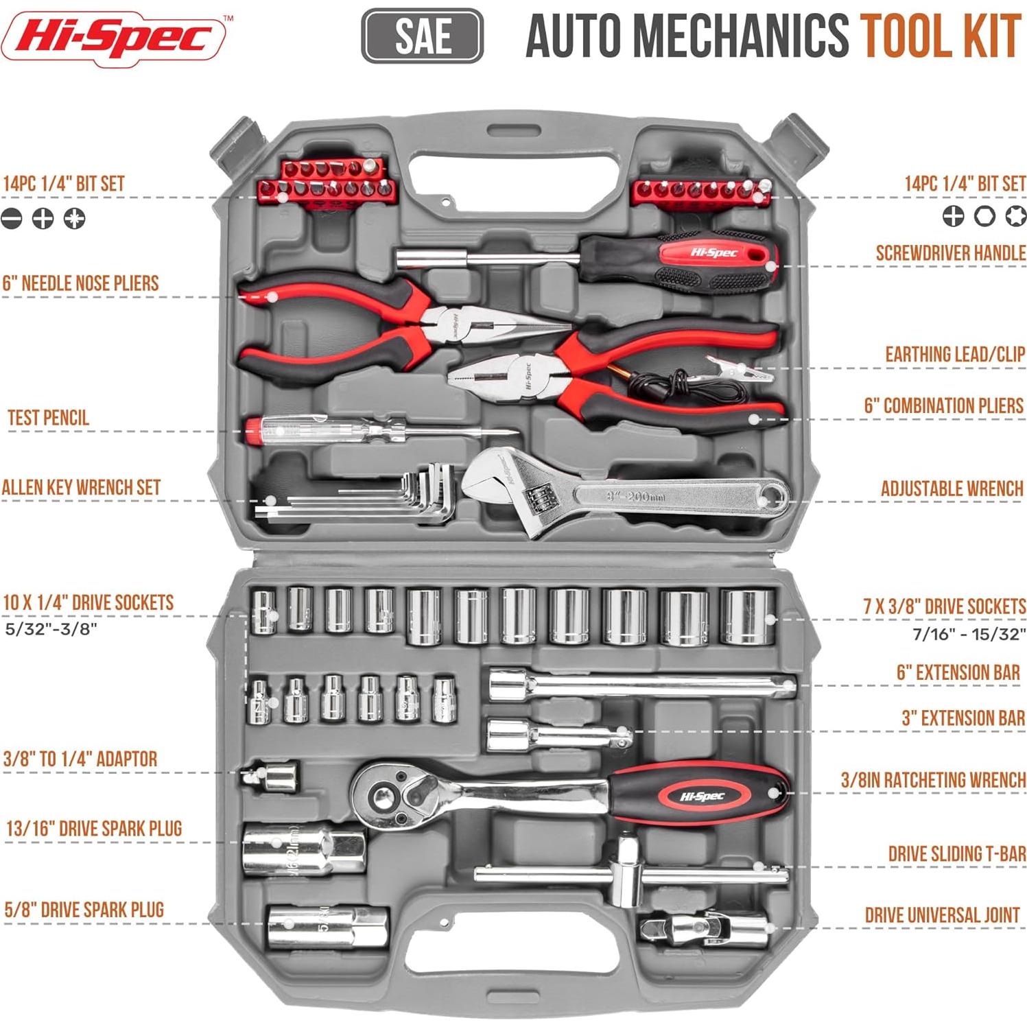 Juego de herramientas Hi-Spec 67 piezas para mecánicos