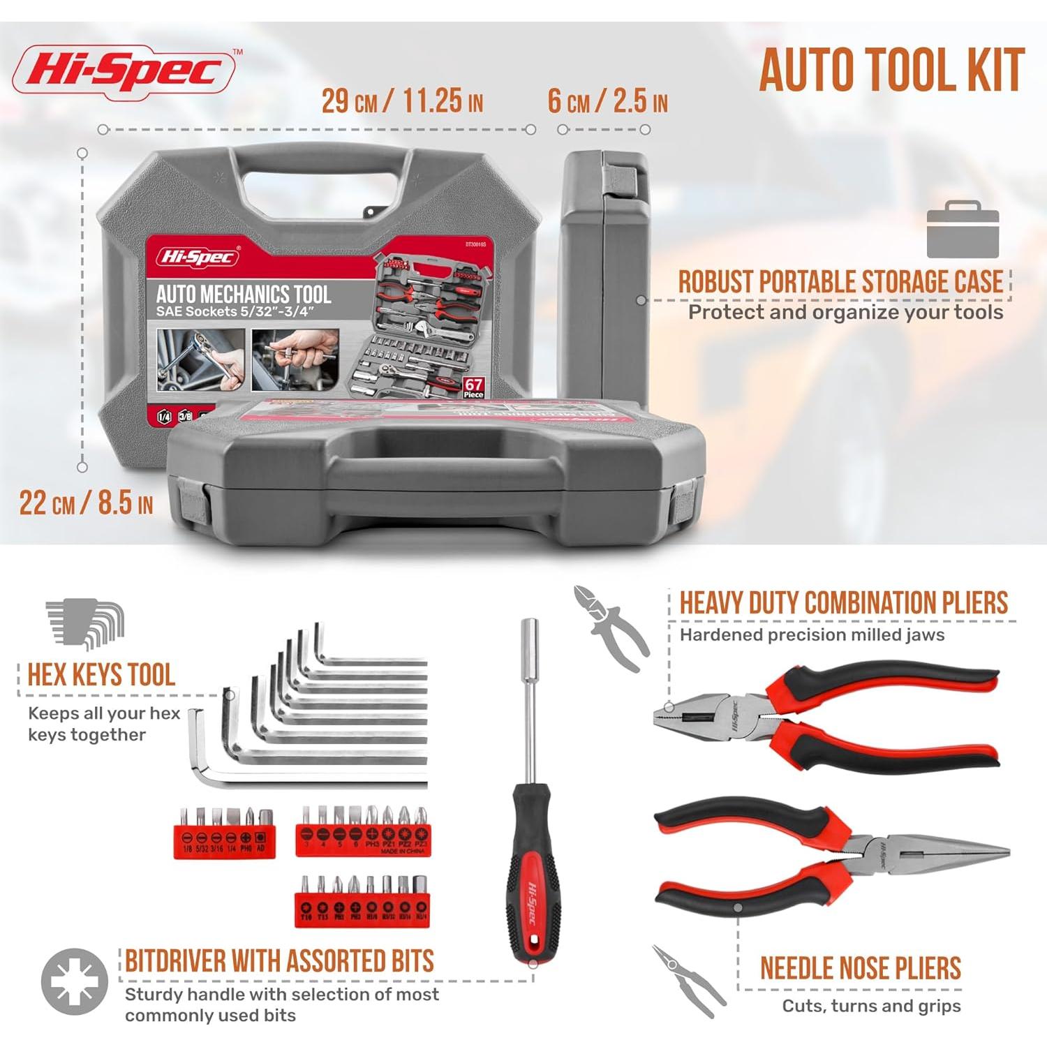 Juego de herramientas Hi-Spec 67 piezas para mecánicos