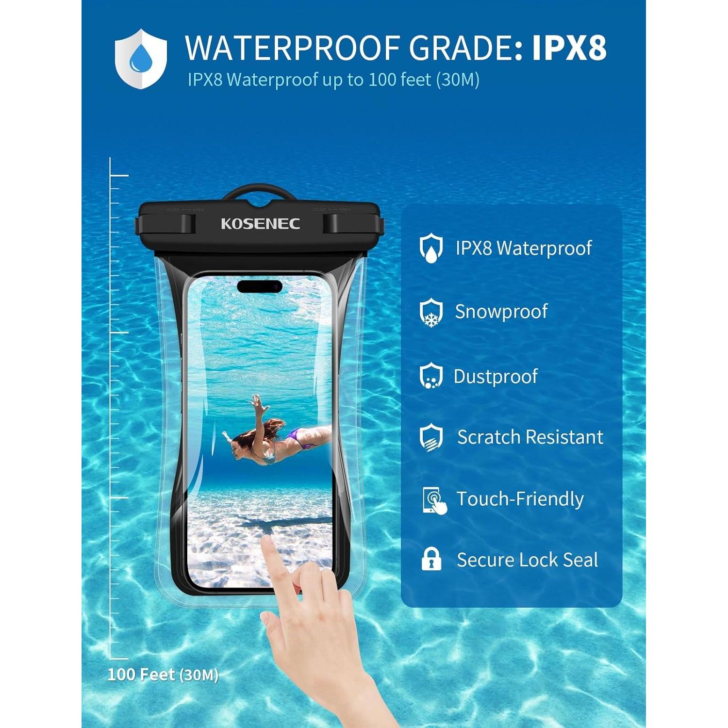 Funda Impermeable KOSENEC Flotante para Teléfono 2 Pzs