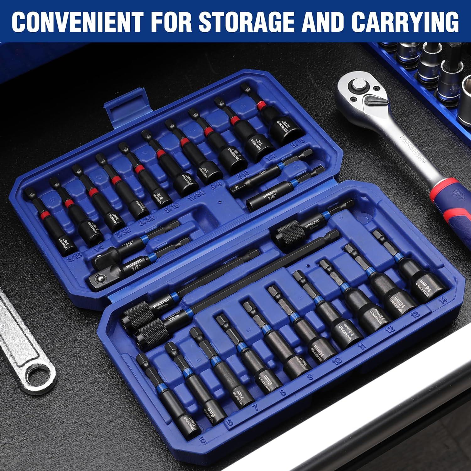 Set 27 Piezas Controladores Tuercas Magnéticos WORKPRO