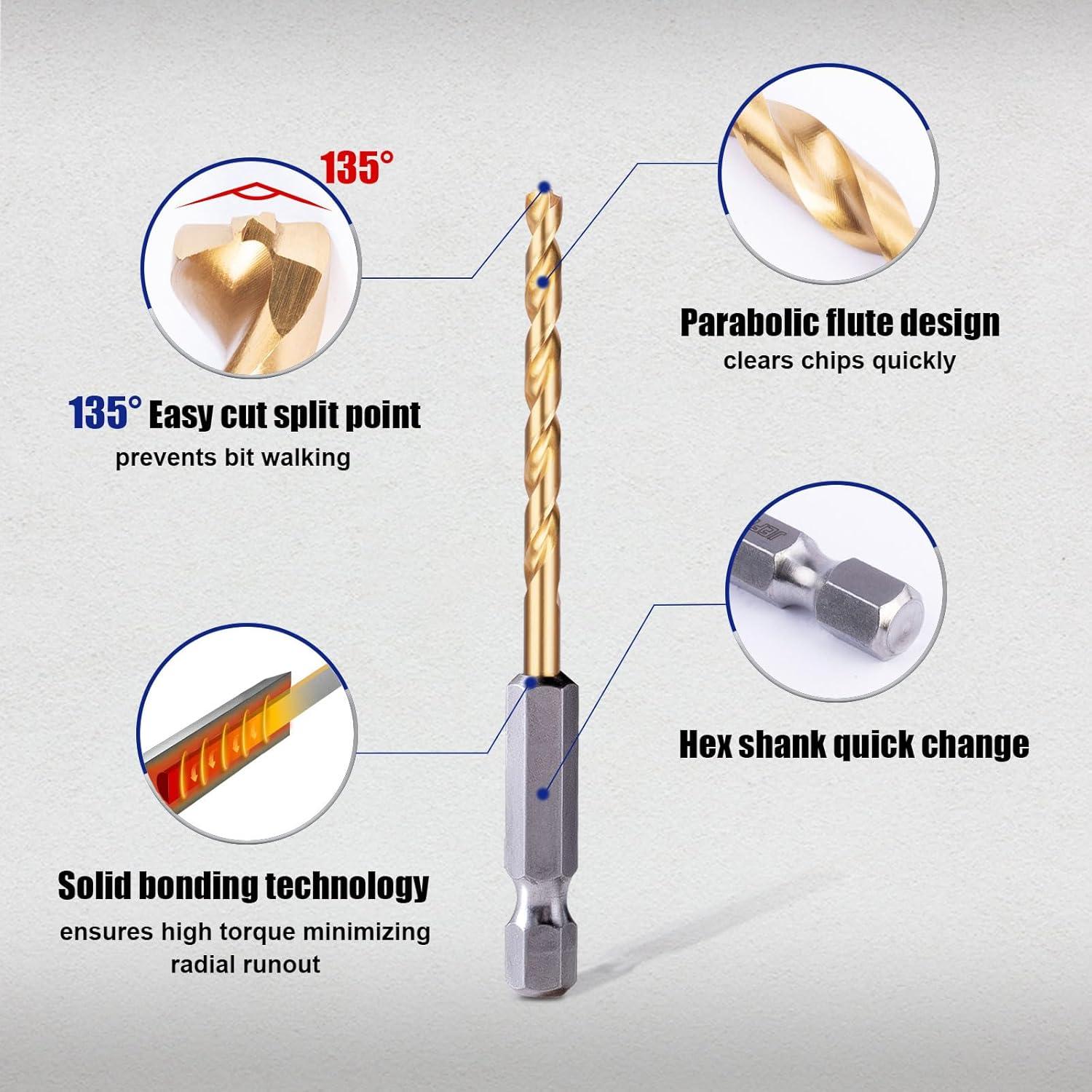 Juego de 15 Brocas Hexagonales JEFE HSS para Metal