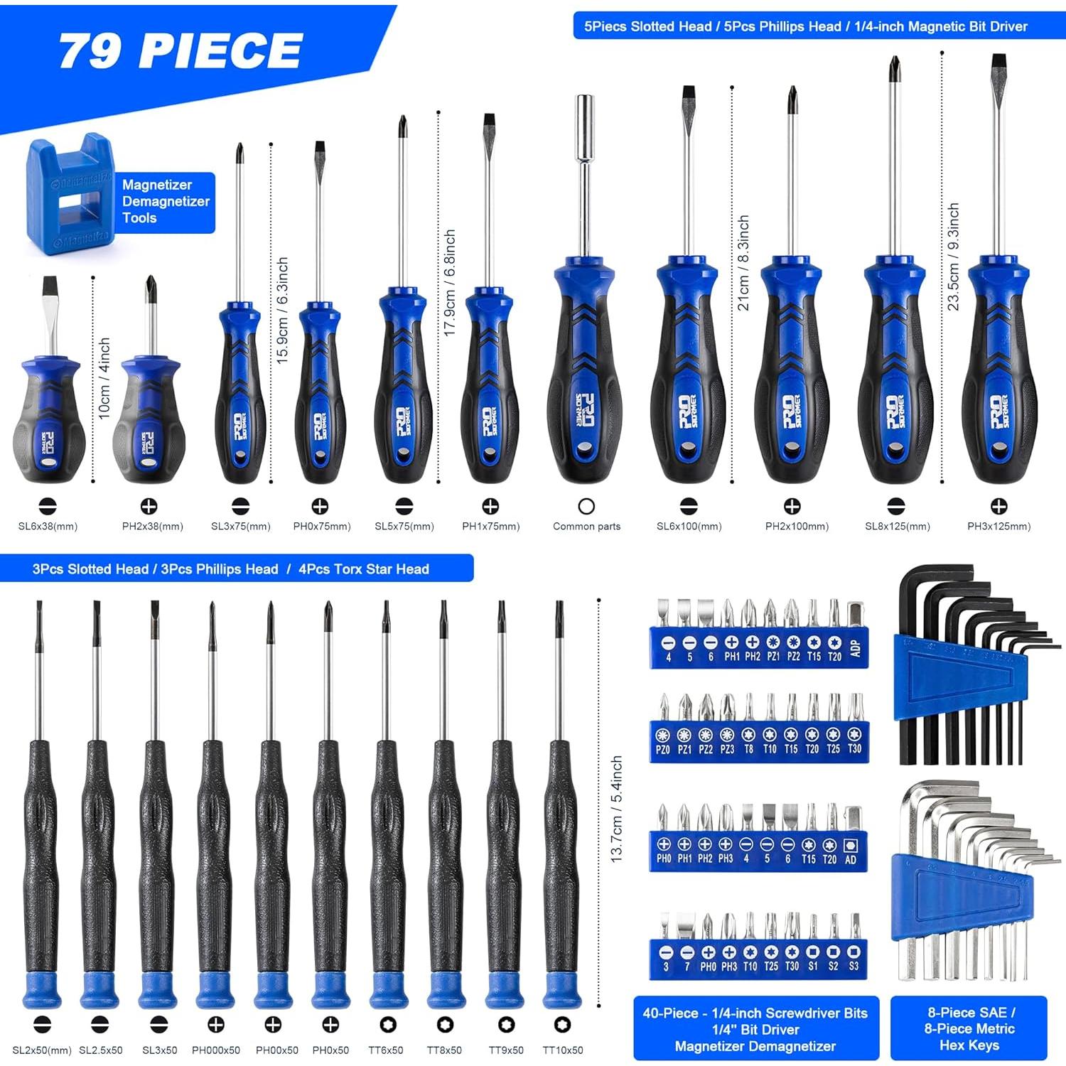 Juego de Destornilladores Prostormer 79 Piezas Magnéticos