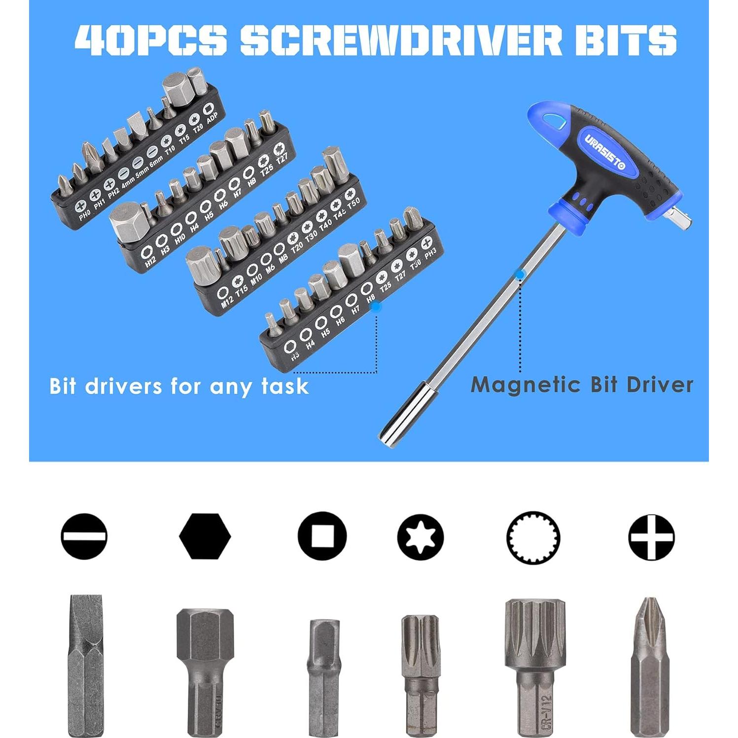 Juego de Destornilladores 120 Piezas URASISTO Magnéticos