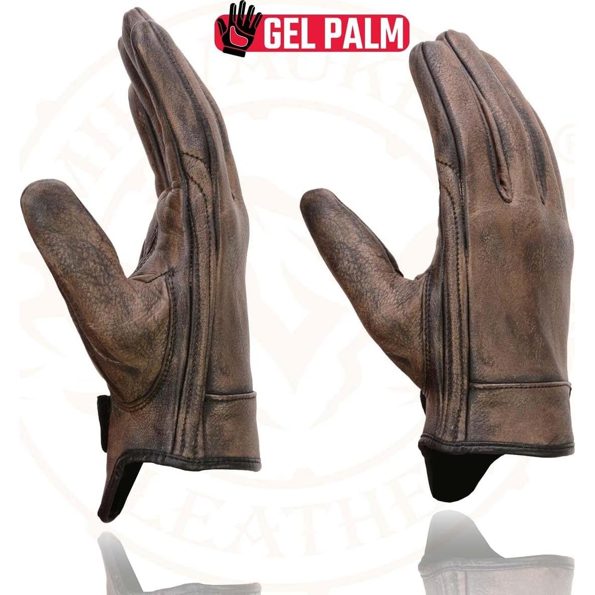 Guantes de Moto Milwaukee MG7512 Cuero Marrón Acolchados