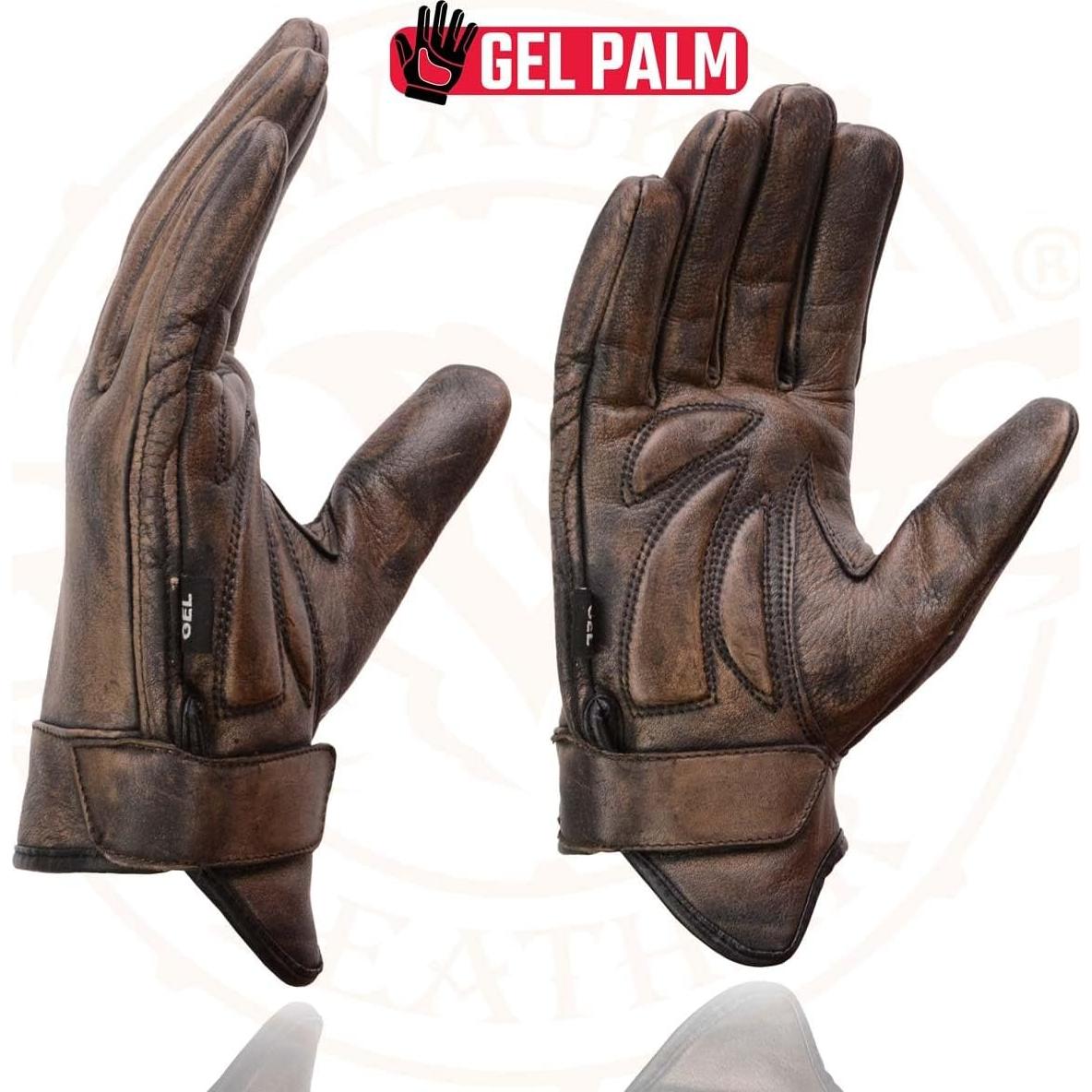 Guantes de Moto Milwaukee MG7512 Cuero Marrón Acolchados