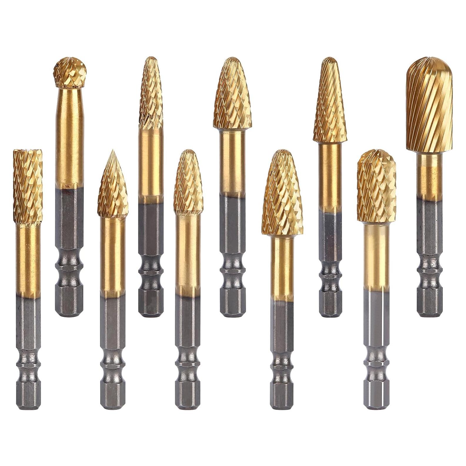 Juego de 10 Brocas de Carburo Titanio HUHAO para Metal