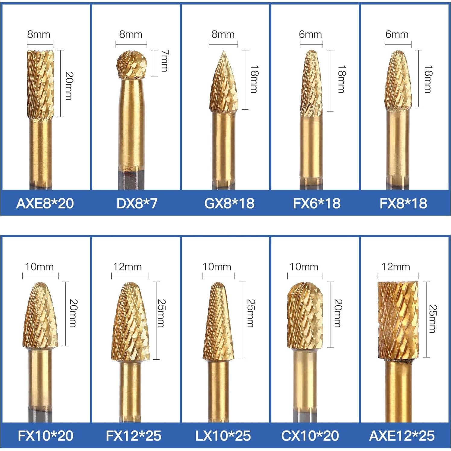 Juego de 10 Brocas de Carburo Titanio HUHAO para Metal