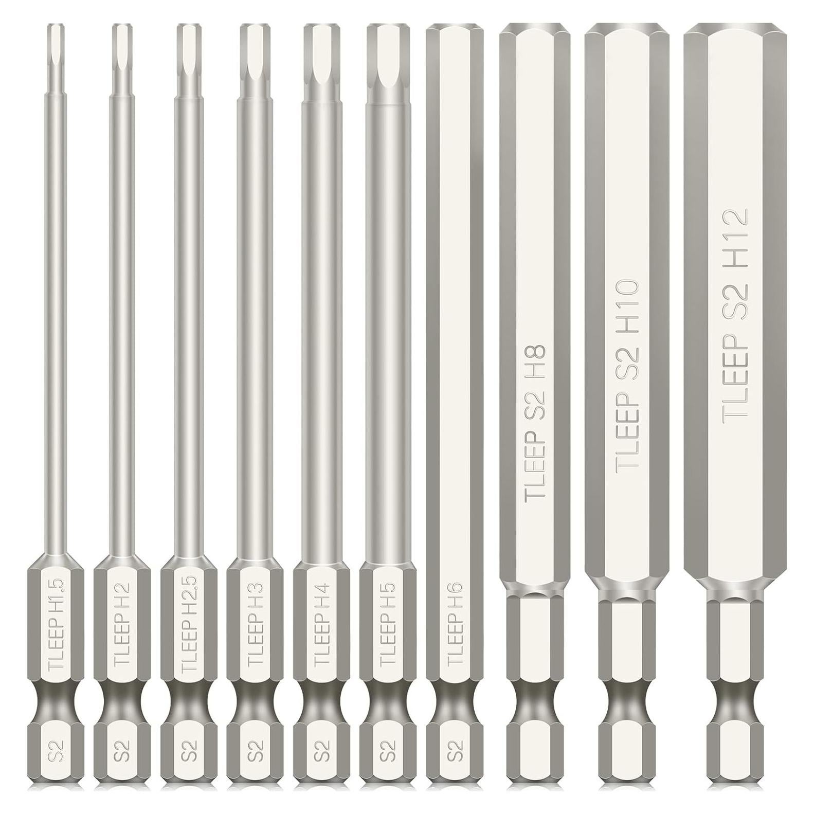 Juego de Brocas Hexagonales Allen TLEEP 10 Piezas 12mm a 1.5mm
