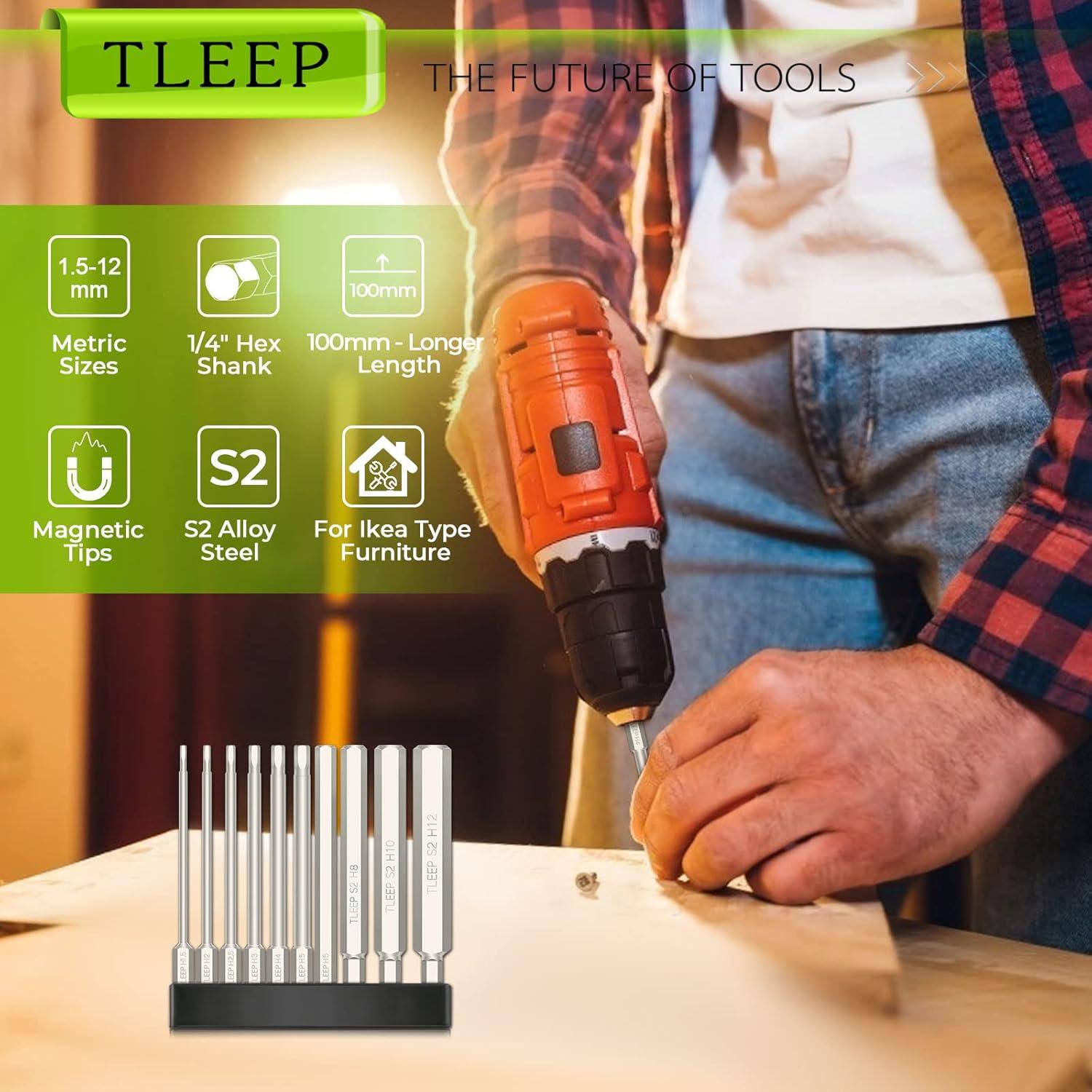 Juego de Brocas Hexagonales Allen TLEEP 10 Piezas 12mm a 1.5mm