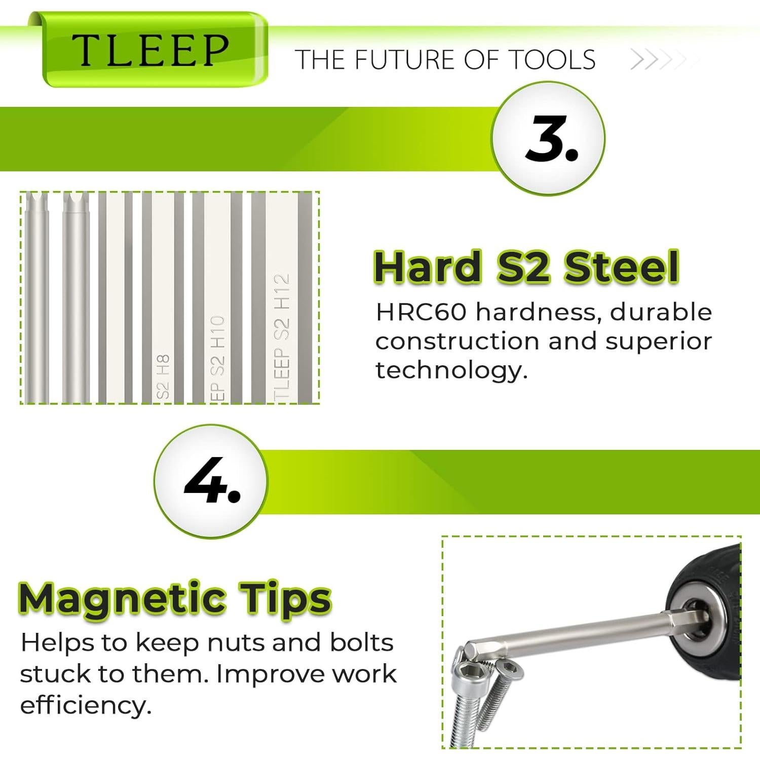 Juego de Brocas Hexagonales Allen TLEEP 10 Piezas 12mm a 1.5mm