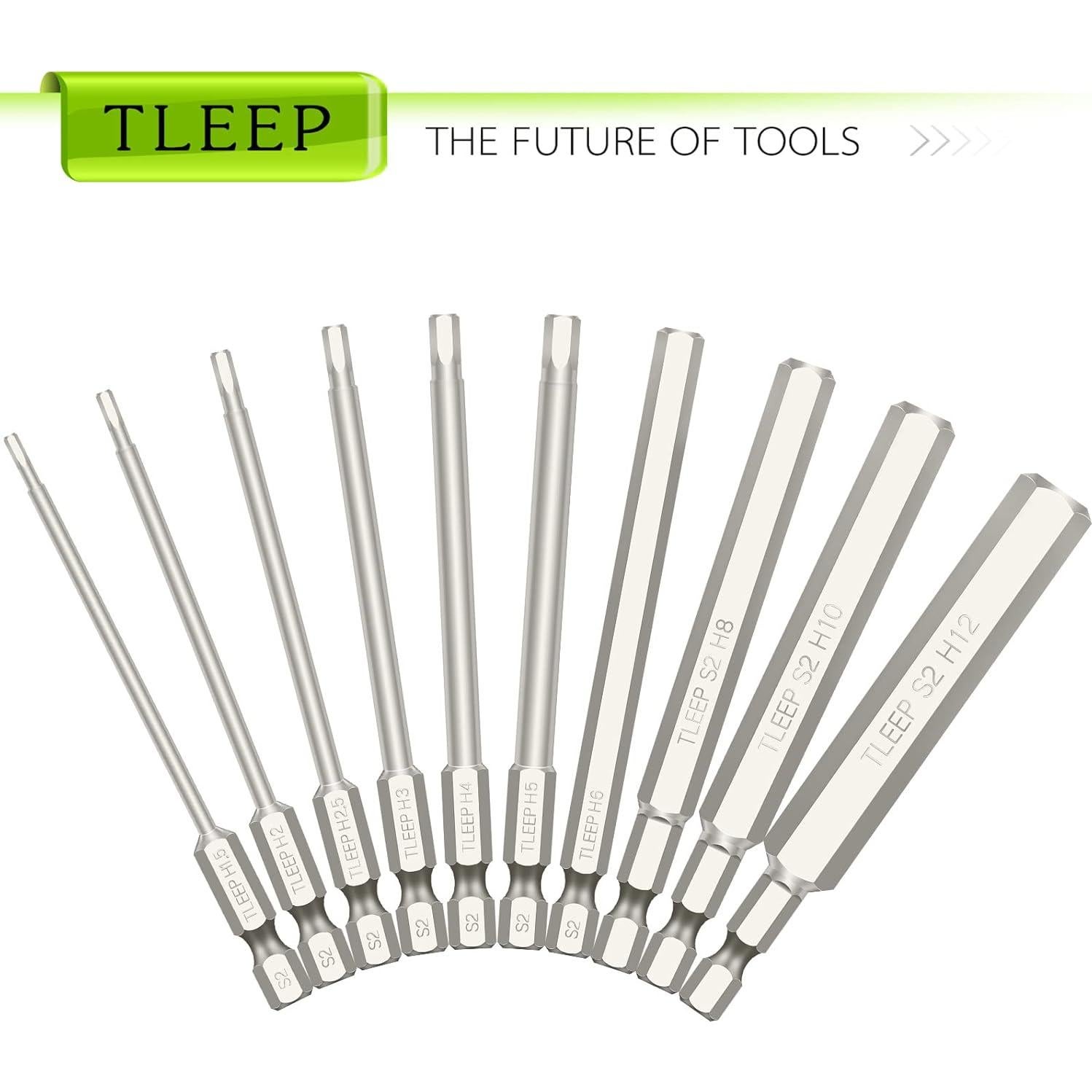 Juego de Brocas Hexagonales Allen TLEEP 10 Piezas 12mm a 1.5mm