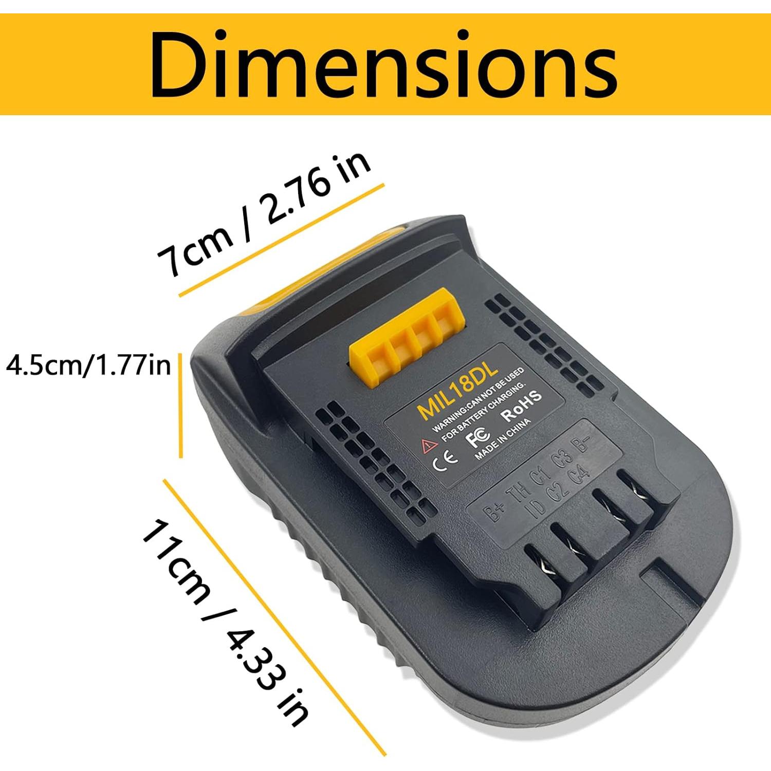 Adaptador de Batería Echoyee MIL18DL para Milwaukee a Dewalt