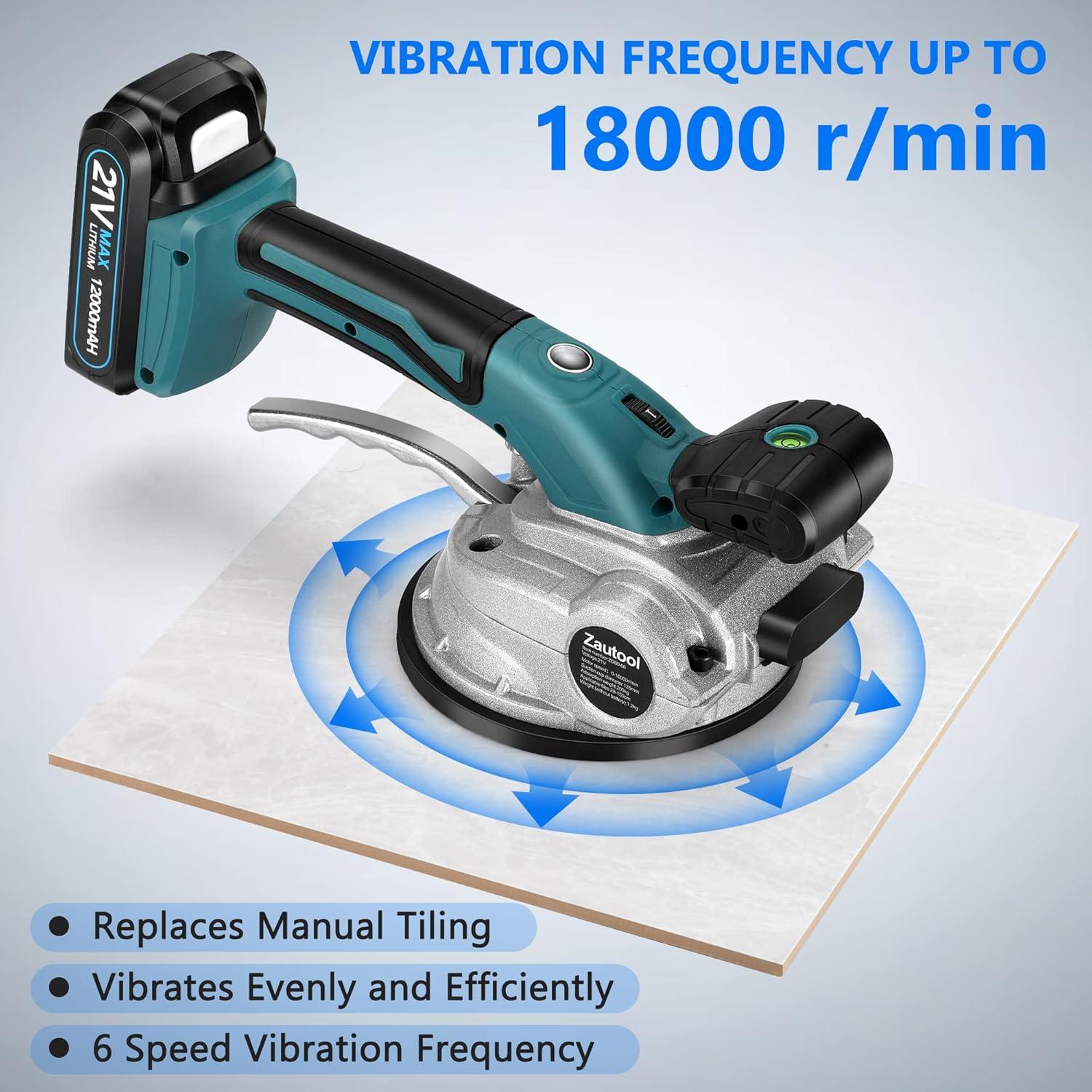 Máquina de Vibración de Azulejos Zautool 21V 12000mAh 6 Velocidades