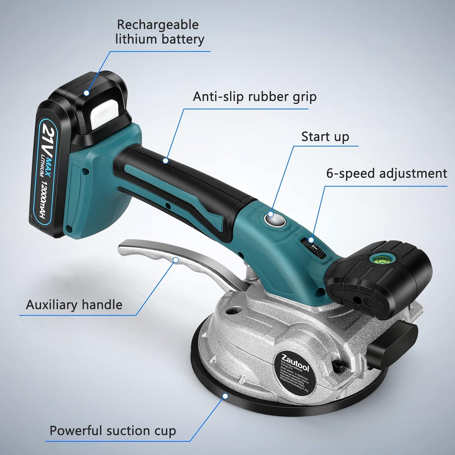 Máquina de Vibración de Azulejos Zautool 21V 12000mAh 6 Velocidades