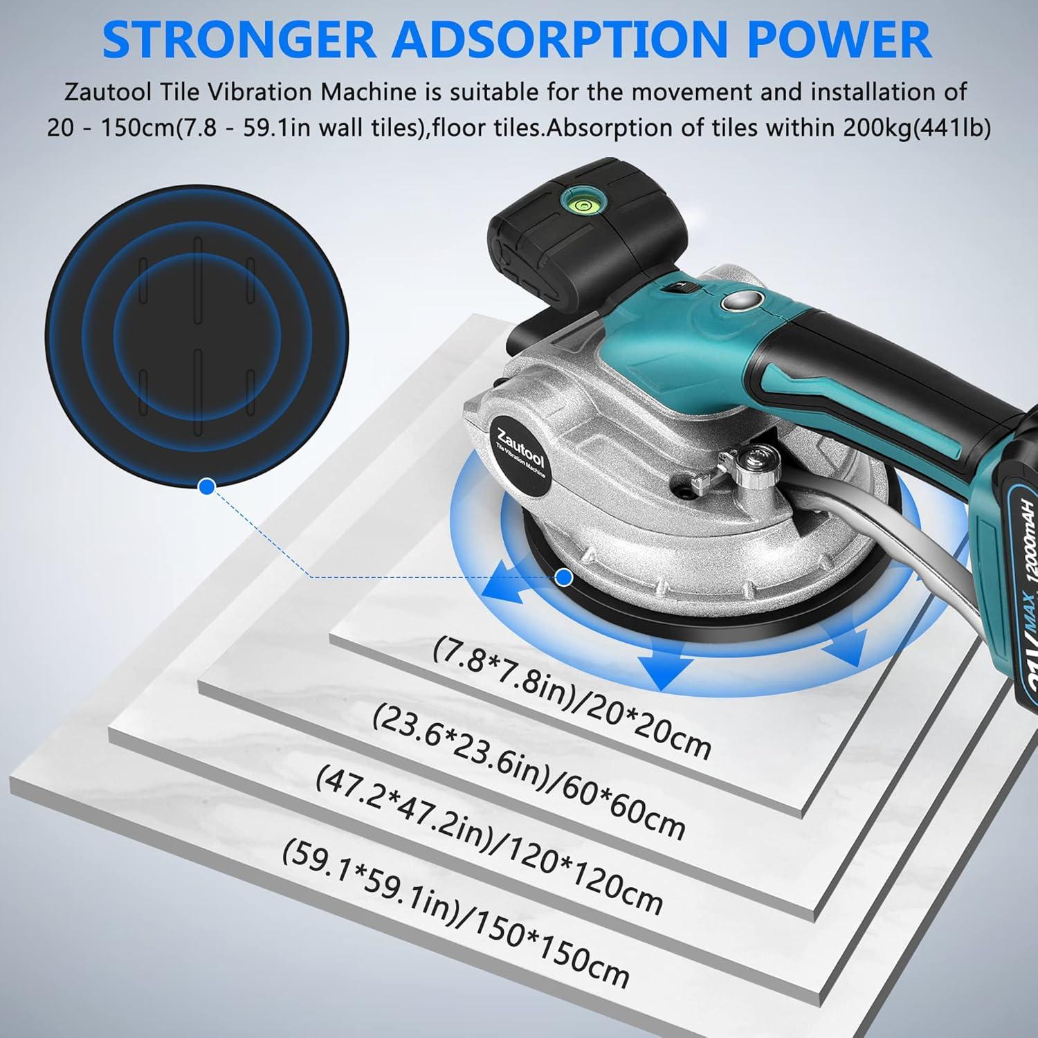 Máquina de Vibración de Azulejos Zautool 21V 12000mAh 6 Velocidades