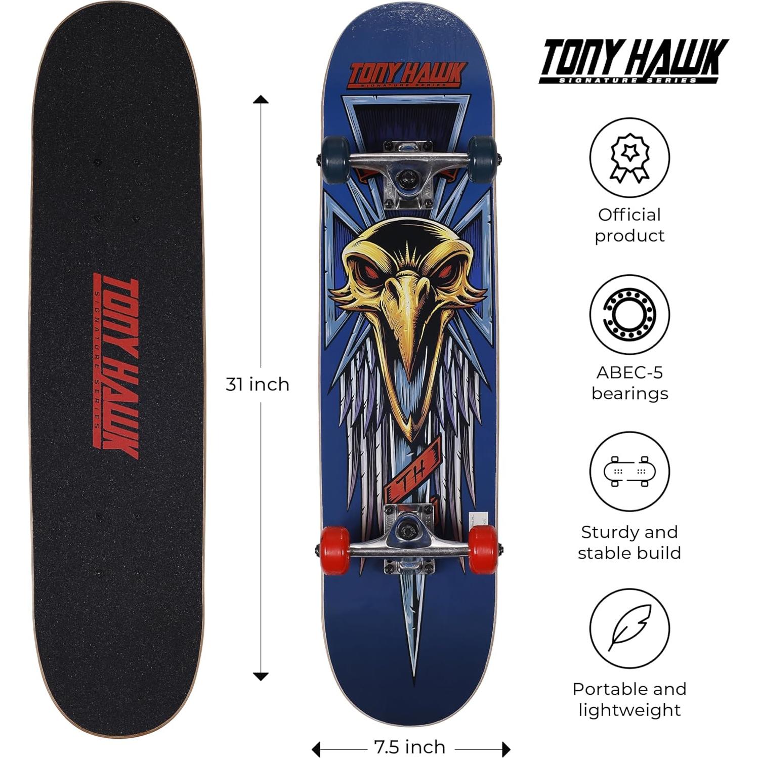 Patineta Voyager 31" (78,74 cm) 9 capas Arce Daga/Cruz/Cráneo