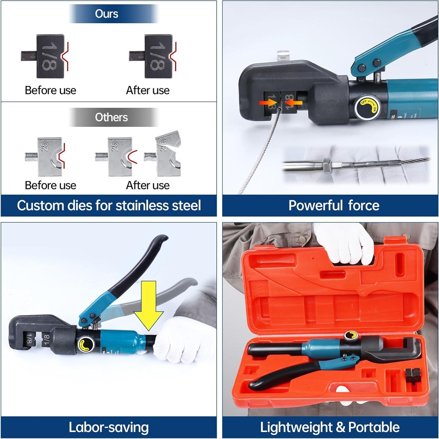 Crimpadora Hidráulica Muzata CK12 + Cortador de Cable 30 cm