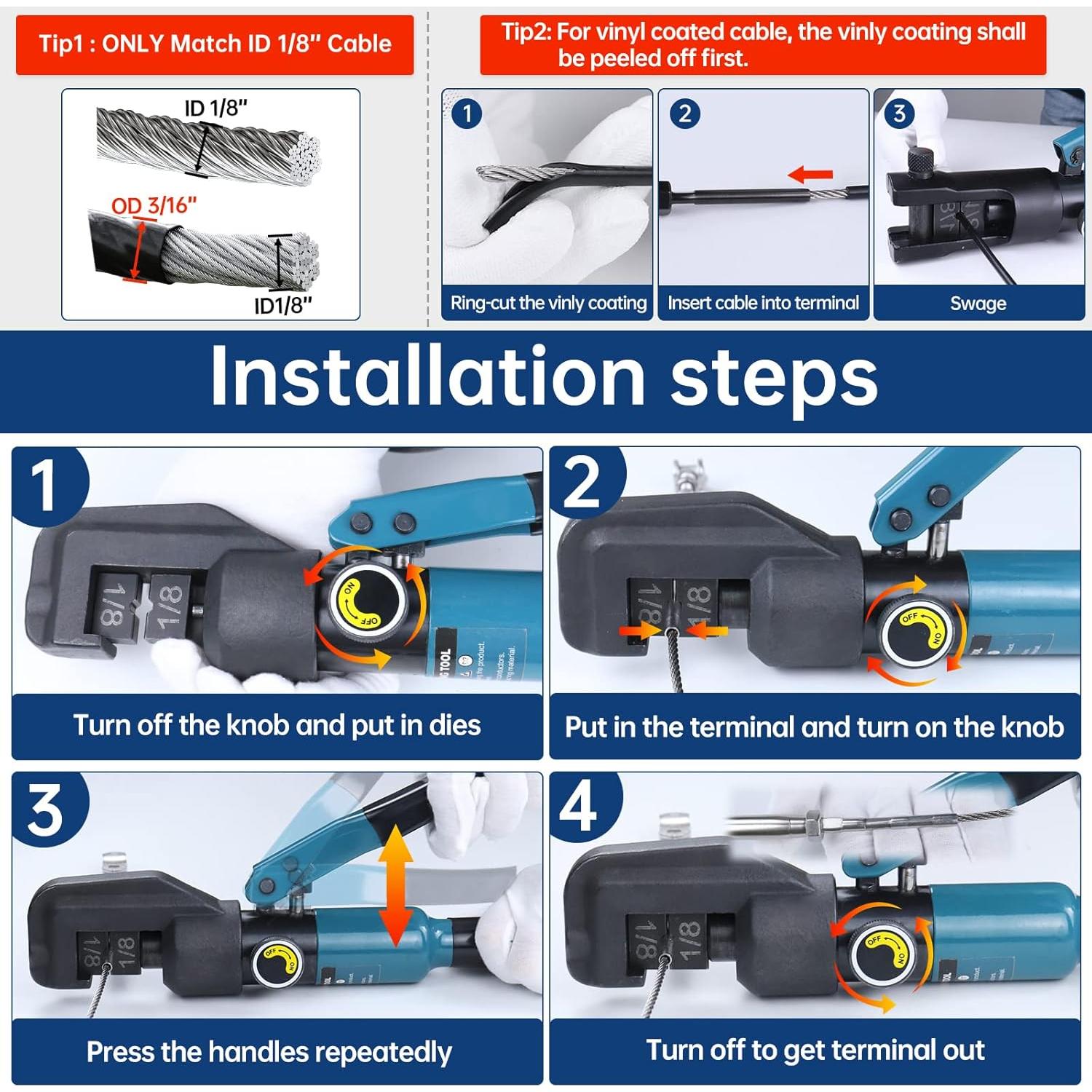 Crimpadora Hidráulica Muzata CK12 + Cortador de Cable 30 cm