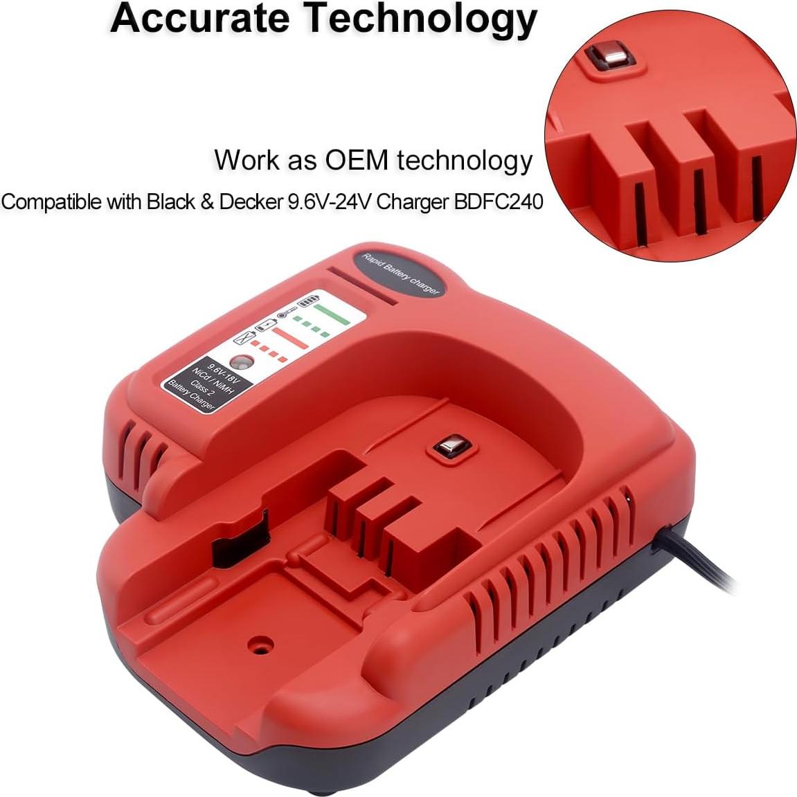 Cargador Rápido Biswaye BDFC240 9.6V-24V Compatible Black & Decker