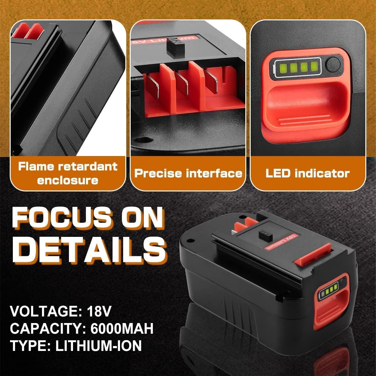 Batería de Litio 18V Powilling 2Pack para Black & Decker