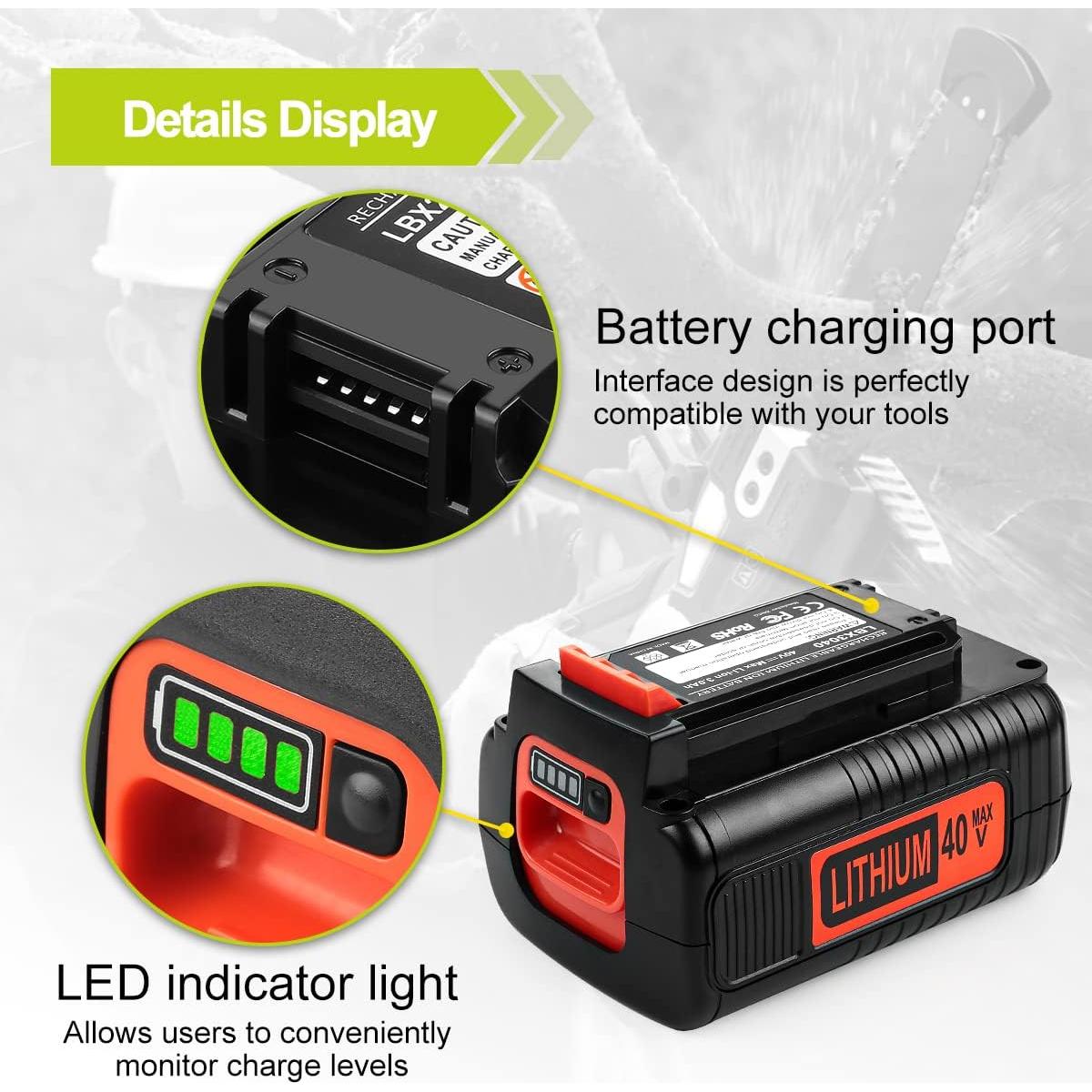 Batería 40V 3.0Ah Li-Ion Ahomtikk para Black & Decker