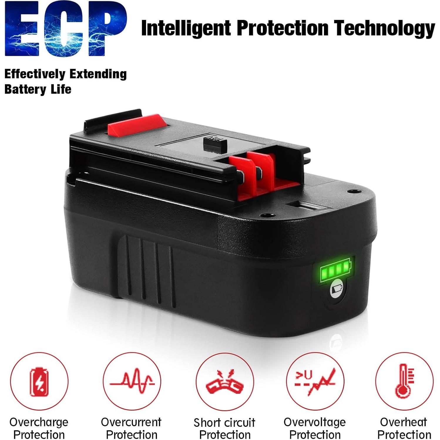 Batería de iones de litio DSANKE HPB18 18V 6.0Ah para Black & Decker