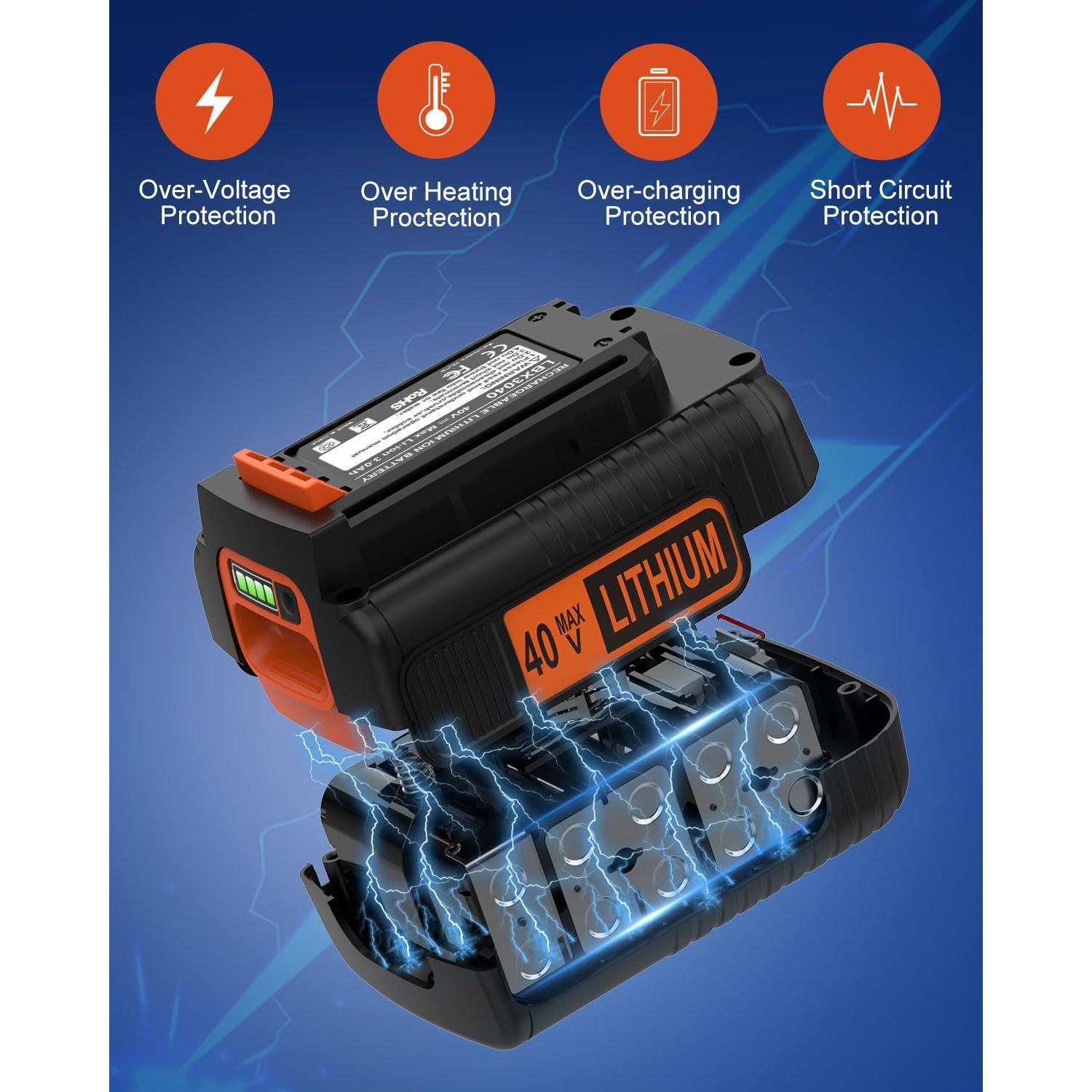 Batería Li-ion 40V 3Ah Black & Decker LBX2040 Compatible