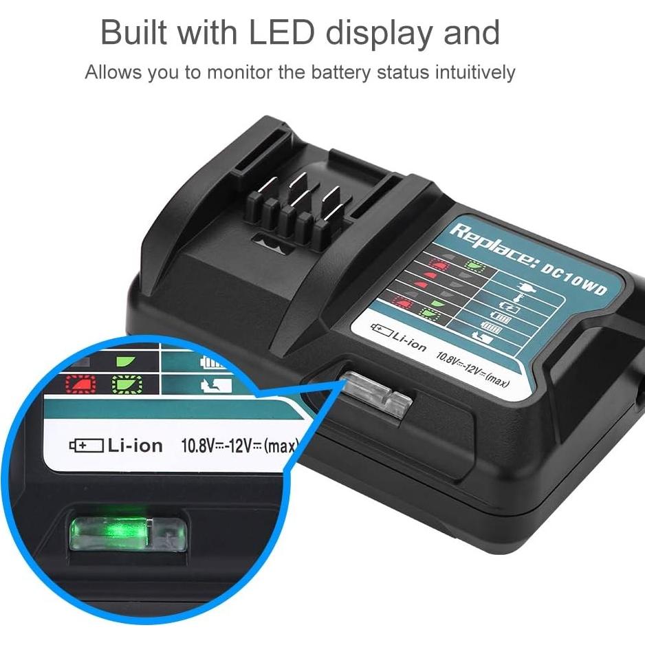 Cargador Rápido Zerone 10.8V-12V para Baterías Makita