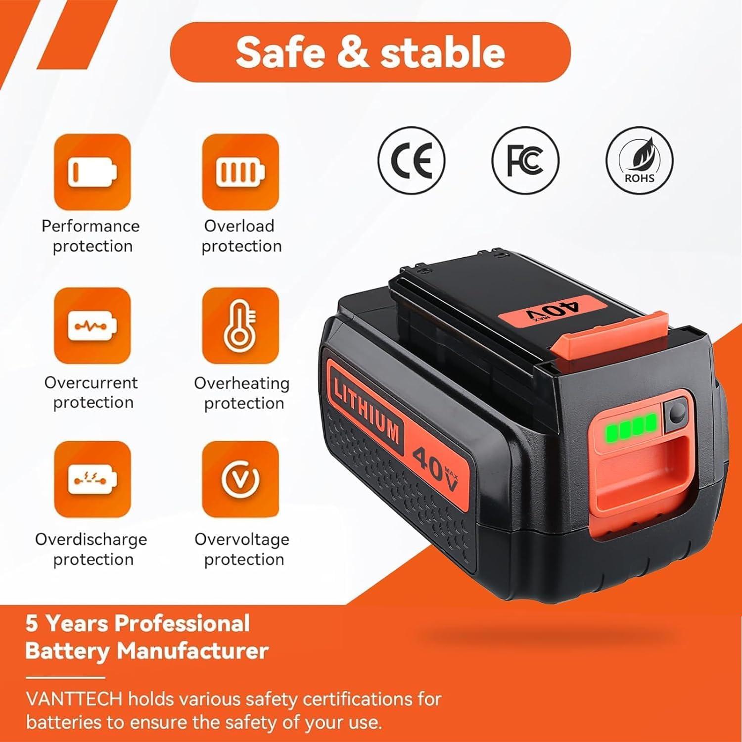 Batería VANTTECH 40V 3.0Ah Reemplazo Black & Decker