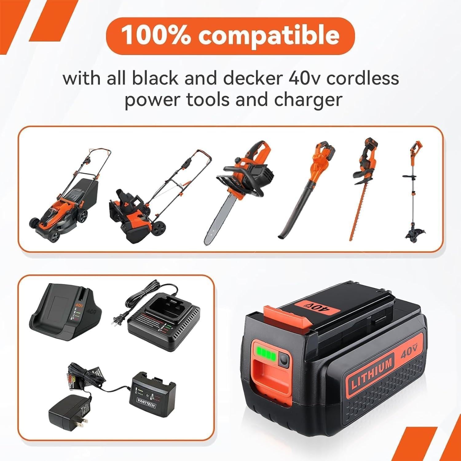 Batería VANTTECH 40V 3.0Ah Reemplazo Black & Decker