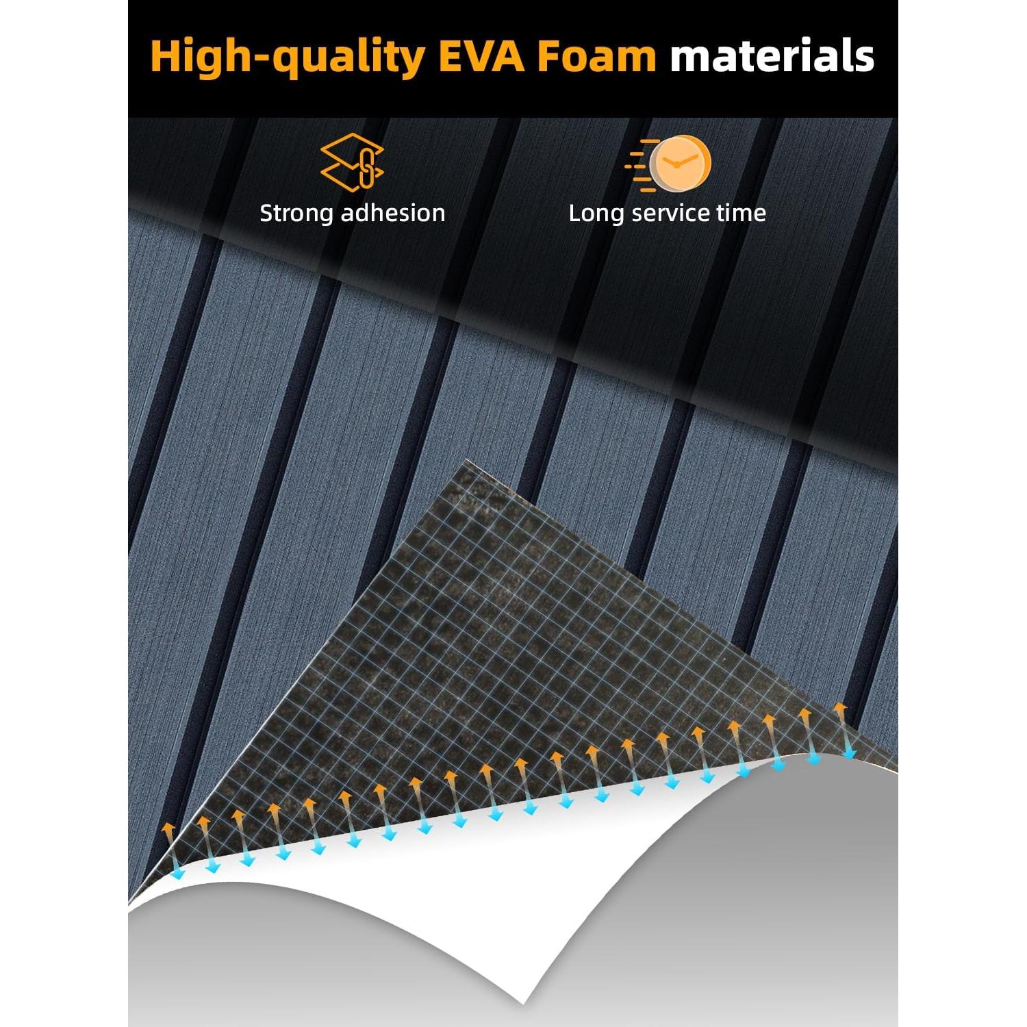 FOCEAN Boat Flooring EVA Foam Boat Decking Faux Teak Marine Flooring Boat Mat Boat Carpet Sheet for Motorboat RV Yacht Kayak Surfboard, 94.5"x 47.2"/35.4"/23.6"/15.7"