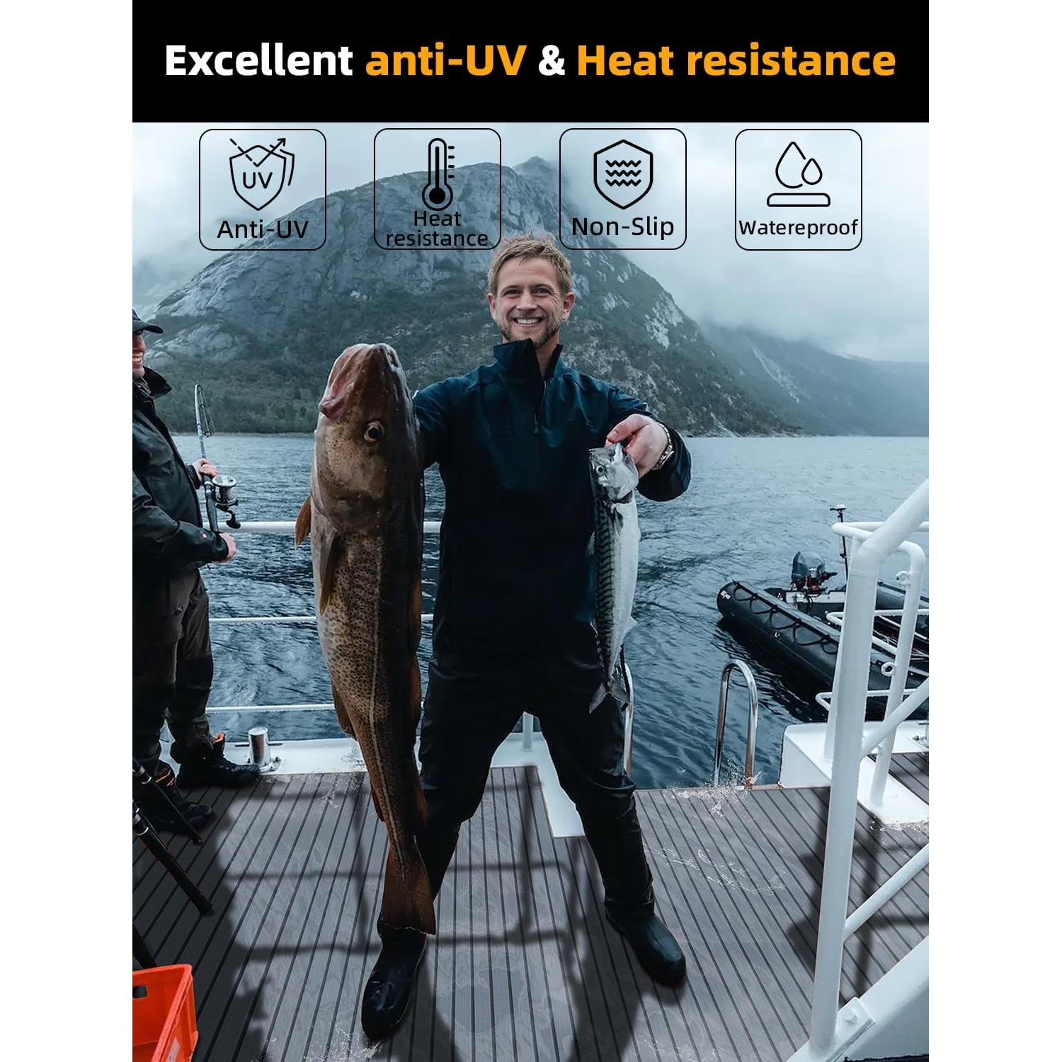 FOCEAN Boat Flooring EVA Foam Boat Decking Faux Teak Marine Flooring Boat Mat Boat Carpet Sheet for Motorboat RV Yacht Kayak Surfboard, 94.5"x 47.2"/35.4"/23.6"/15.7"