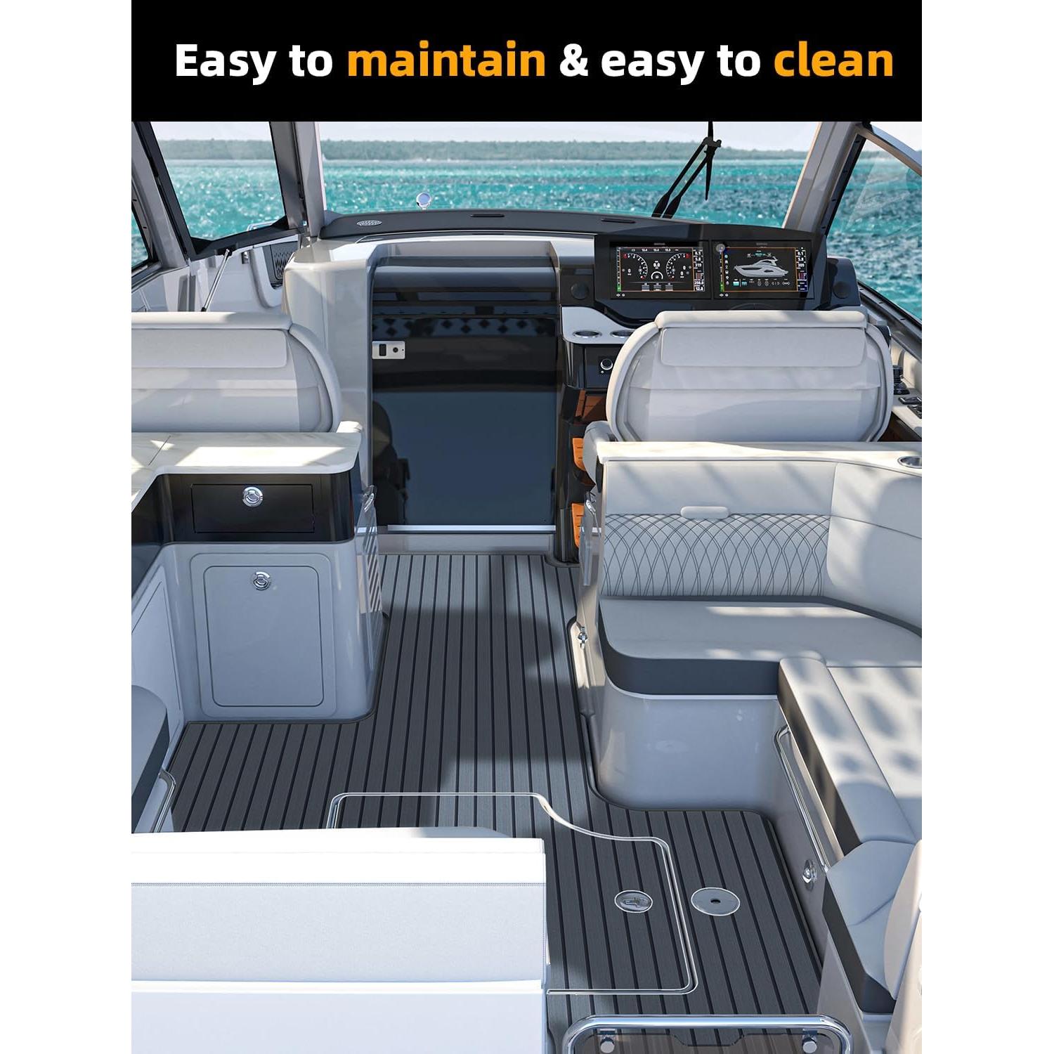 FOCEAN Boat Flooring EVA Foam Boat Decking Faux Teak Marine Flooring Boat Mat Boat Carpet Sheet for Motorboat RV Yacht Kayak Surfboard, 94.5"x 47.2"/35.4"/23.6"/15.7"