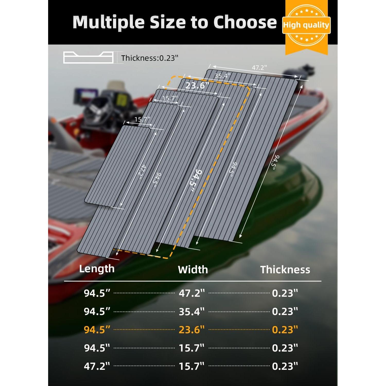 FOCEAN Boat Flooring EVA Foam Boat Decking Faux Teak Marine Flooring Boat Mat Boat Carpet Sheet for Motorboat RV Yacht Kayak Surfboard, 94.5"x 47.2"/35.4"/23.6"/15.7"