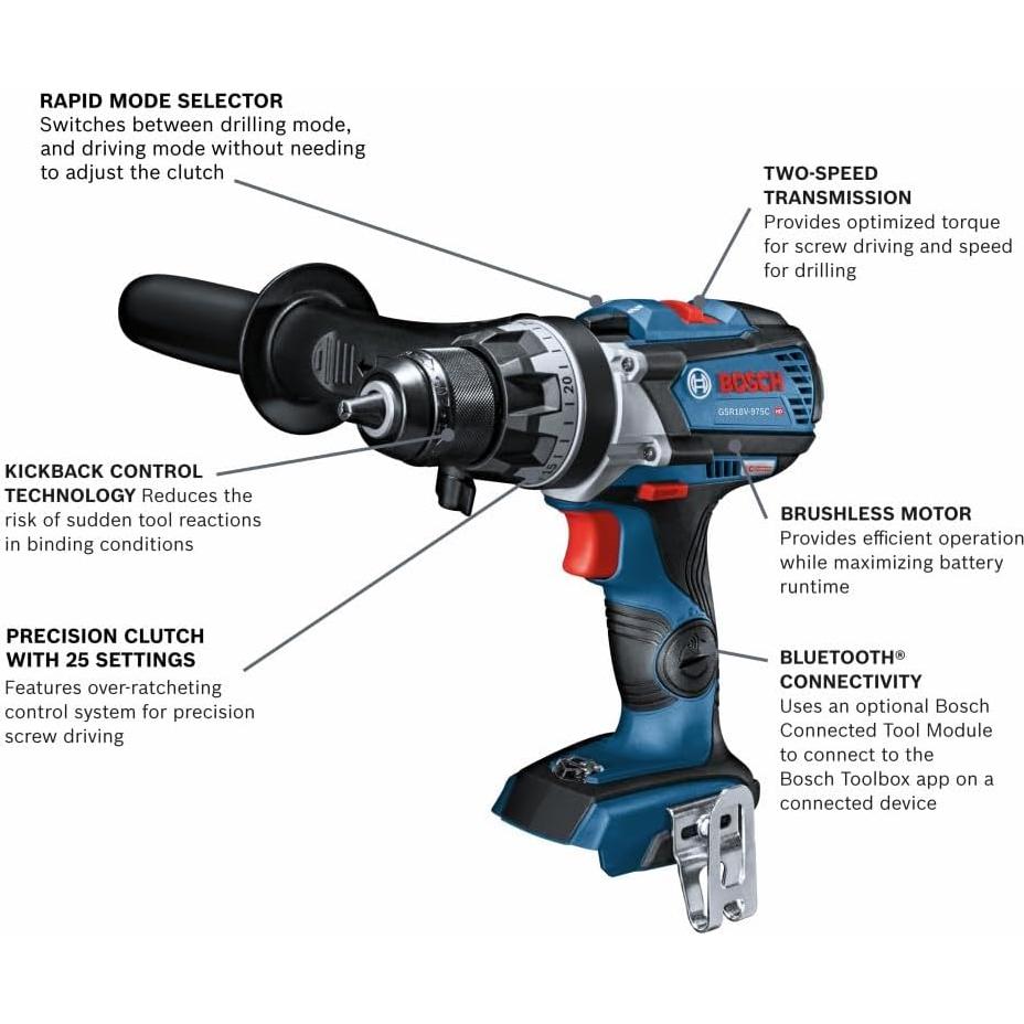 Taladro Atornillador BOSCH GSR18V-975CN 18V Sin Escobillas