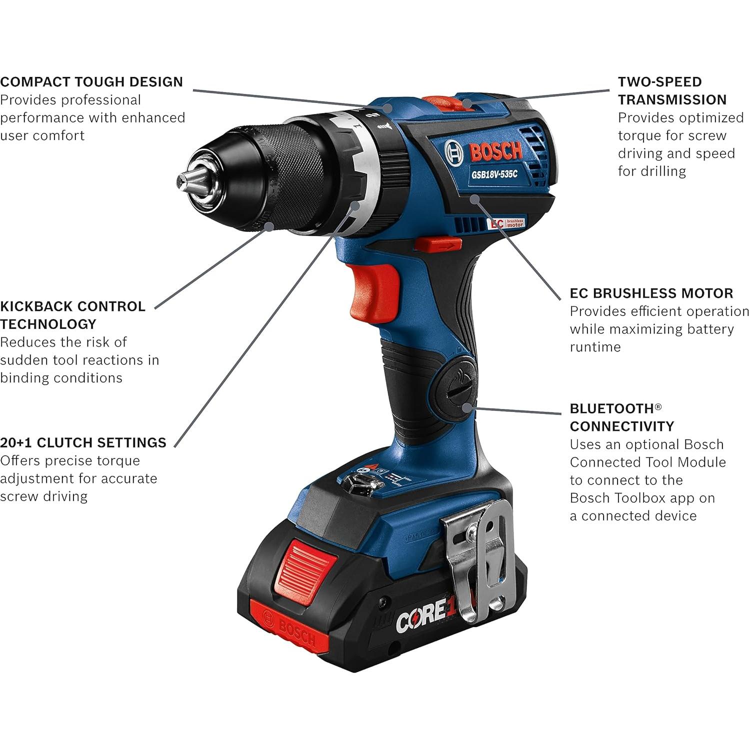 Taladro de Percusión Bosch GSB18V-535CB15 18V 4 Ah
