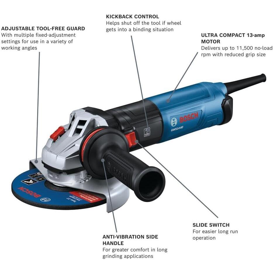 Amoladora Angular Bosch GWS14-60 230V 6" 13A Ergonómica