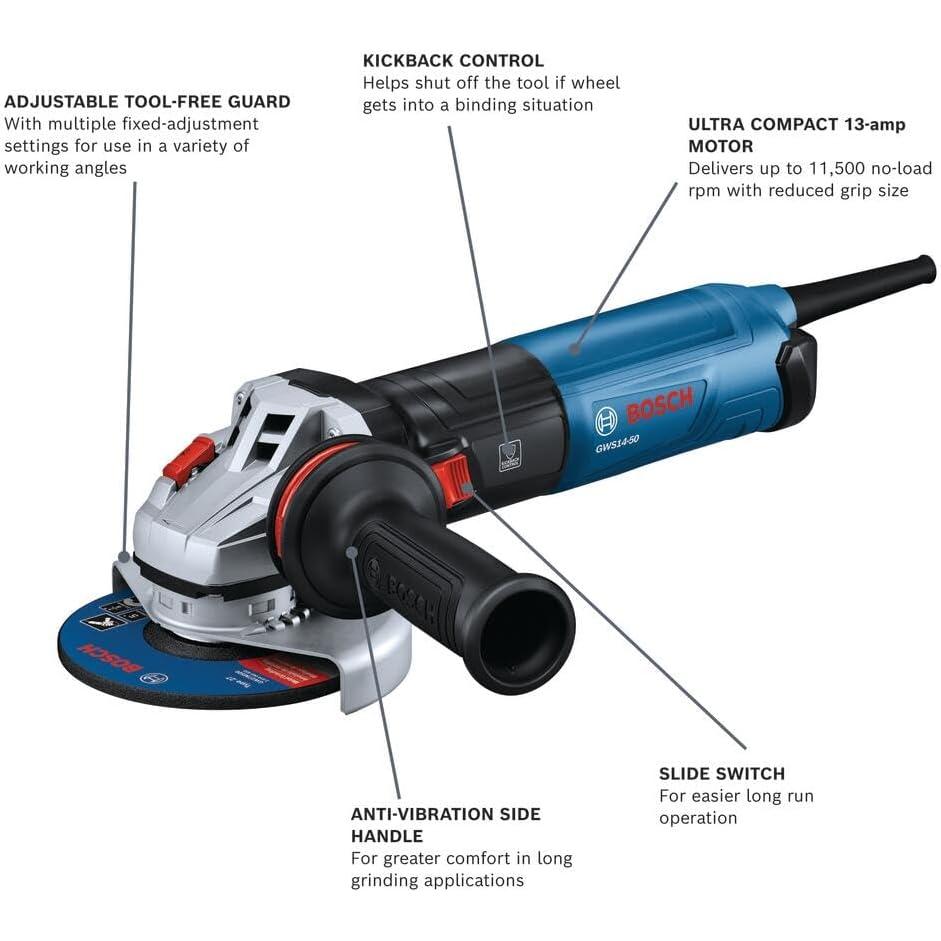 Amoladora Angular Bosch GWS14-50 5" 1300W Interruptor Deslizante