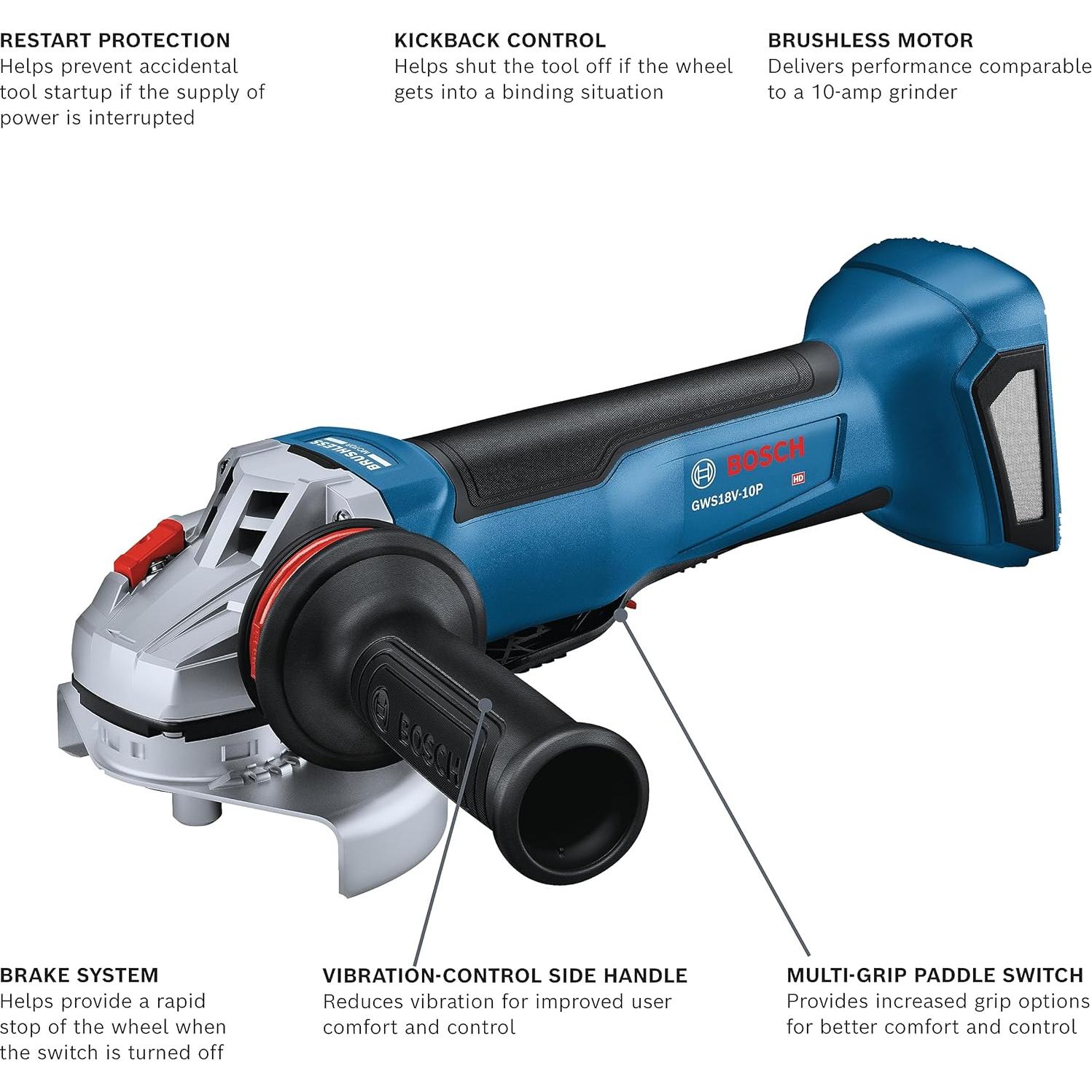 Amoladora Angular BOSCH GWS18V-10PN 18V Sin Escobillas 4.5"