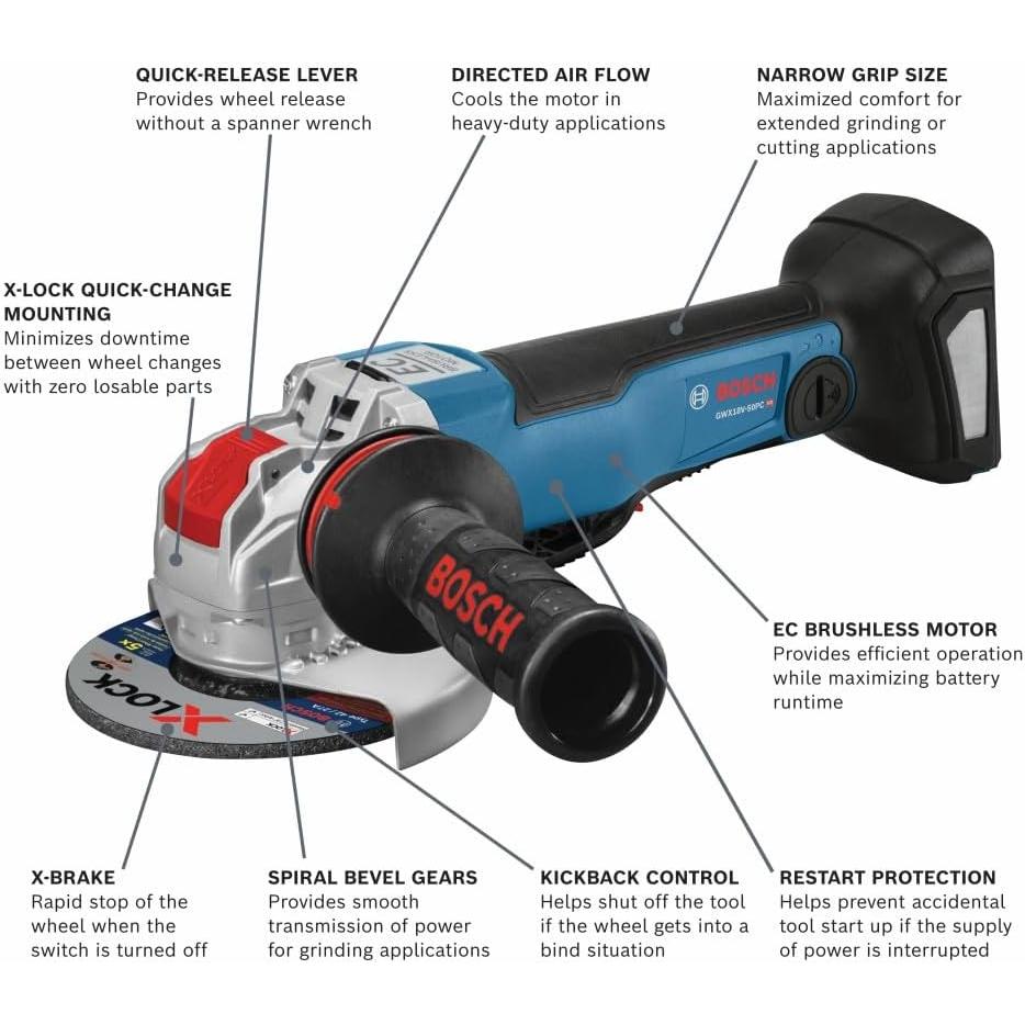 Amoladora Angular Bosch GWX18V-50PC 18V X-LOCK 2,04 kg