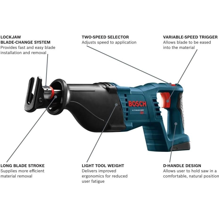 Sierra Recíproca Bosch 18V CRS180B Mango en D 2,86 cm