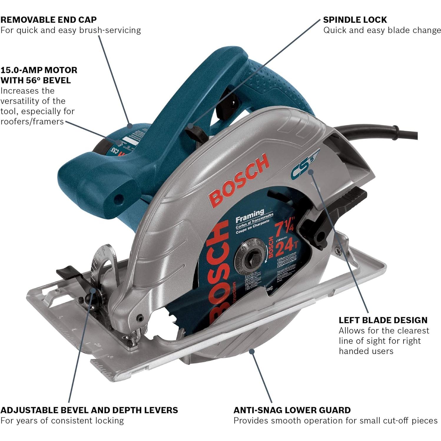 Sierra Circular Bosch CS5 120V 7-1/4" 1800W Azul