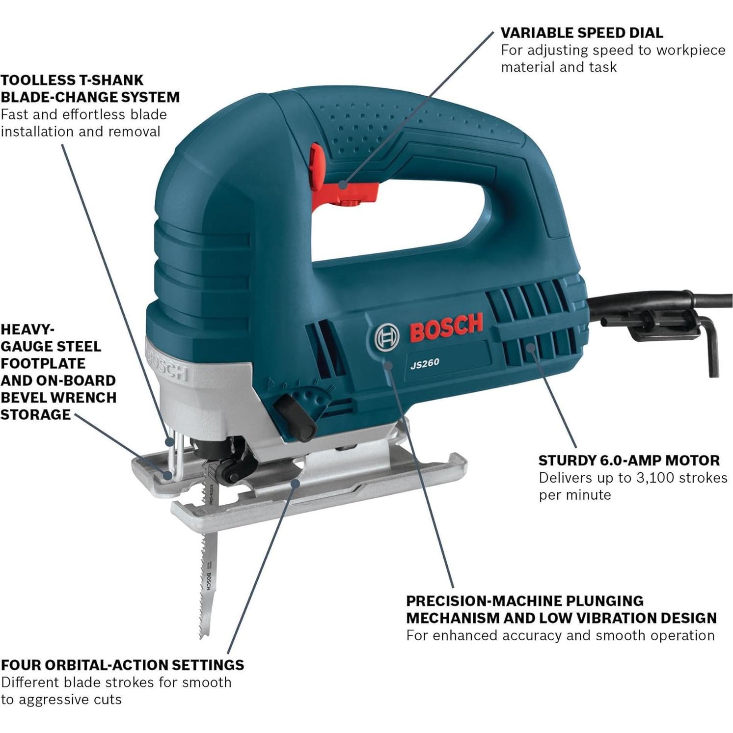 Sierra de vaivén BOSCH JS260 720W con control de velocidad