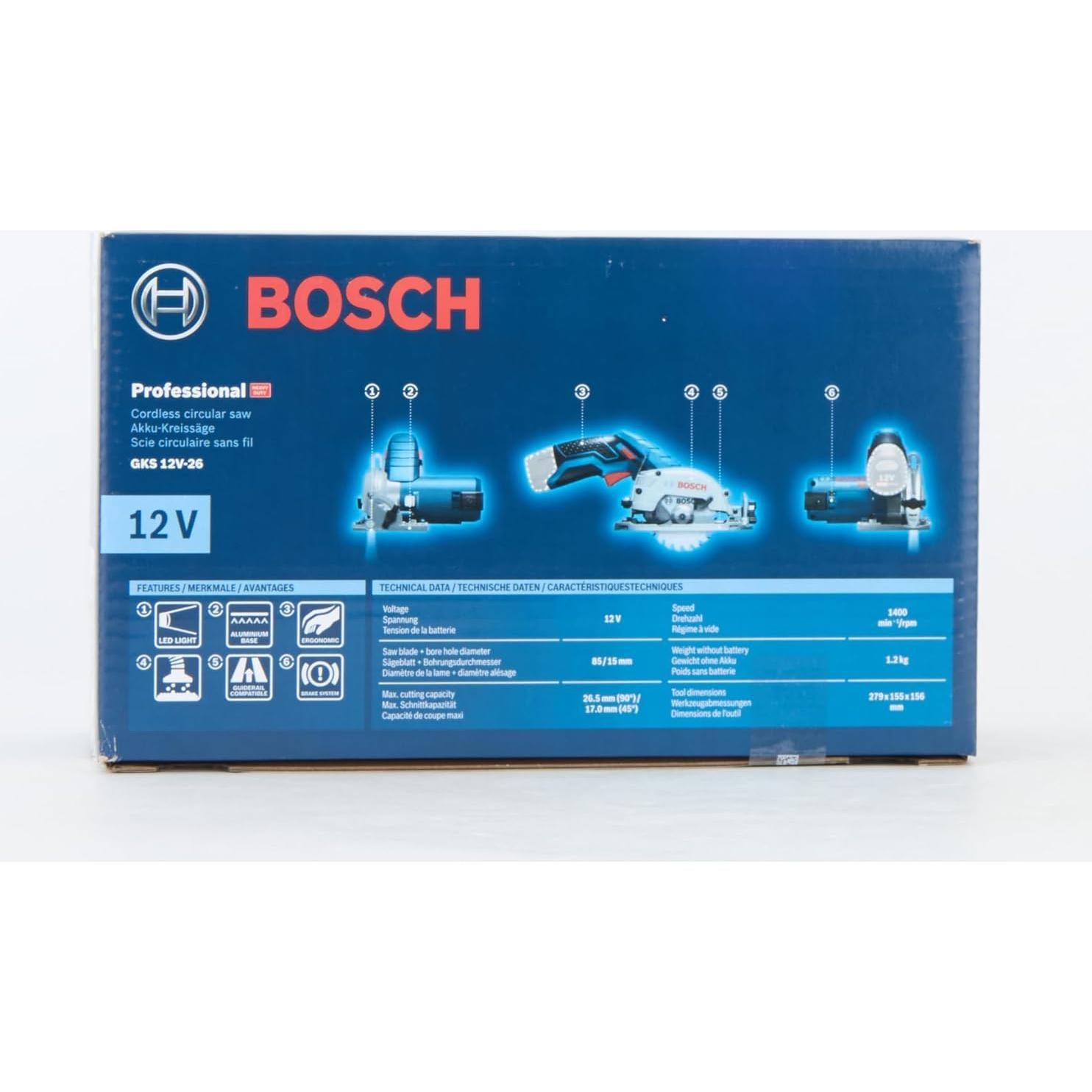 Sierra Circular Inalámbrica Bosch GKS 12V-26 85mm 1400rpm